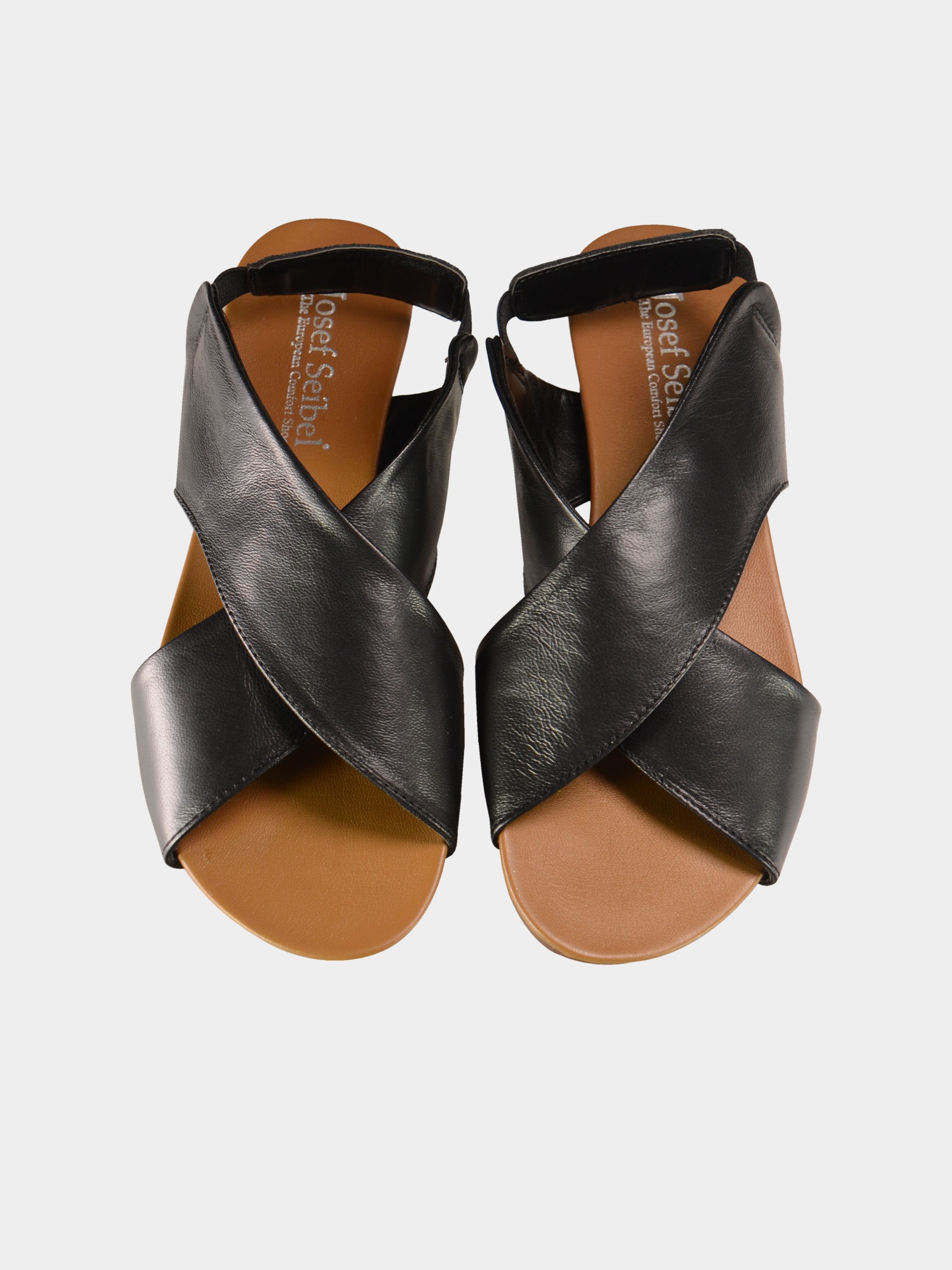 Josef Seibel Women's Back Strap Leather Sandals #color_Black