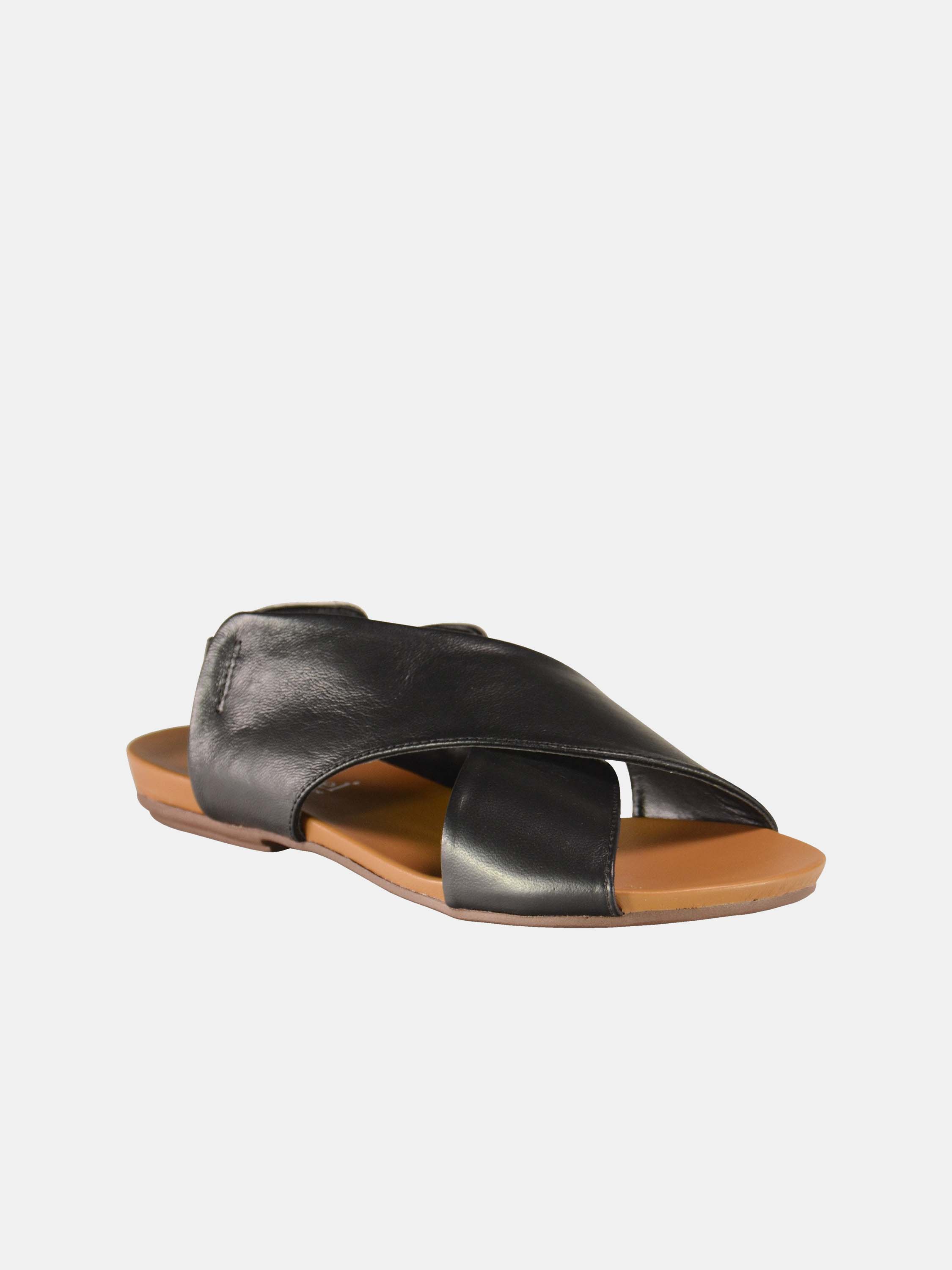 Josef Seibel Women's Back Strap Leather Sandals #color_Black