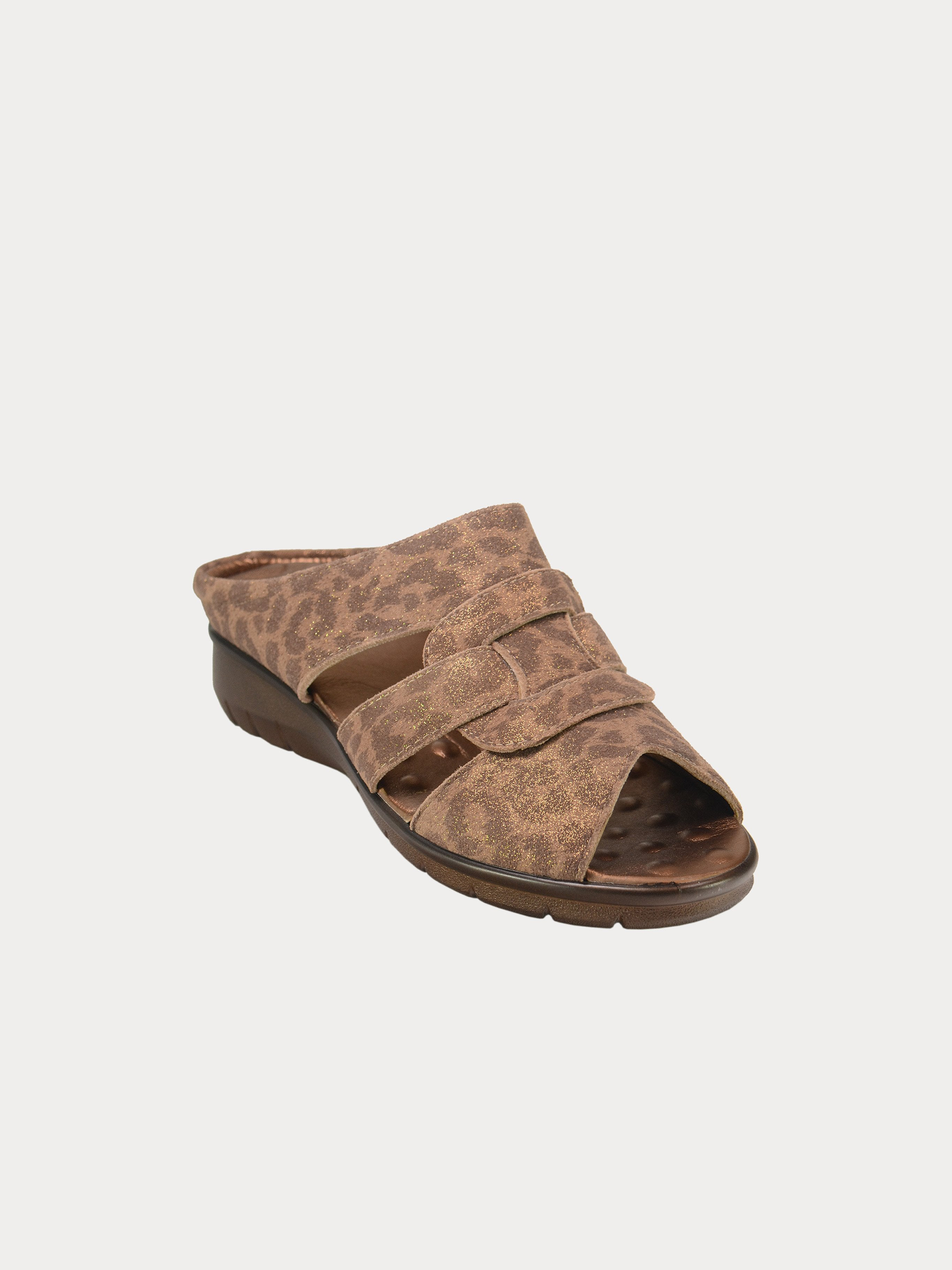 Michelle Morgan 1839717 Animal Print Slider Sandals #color_Brown