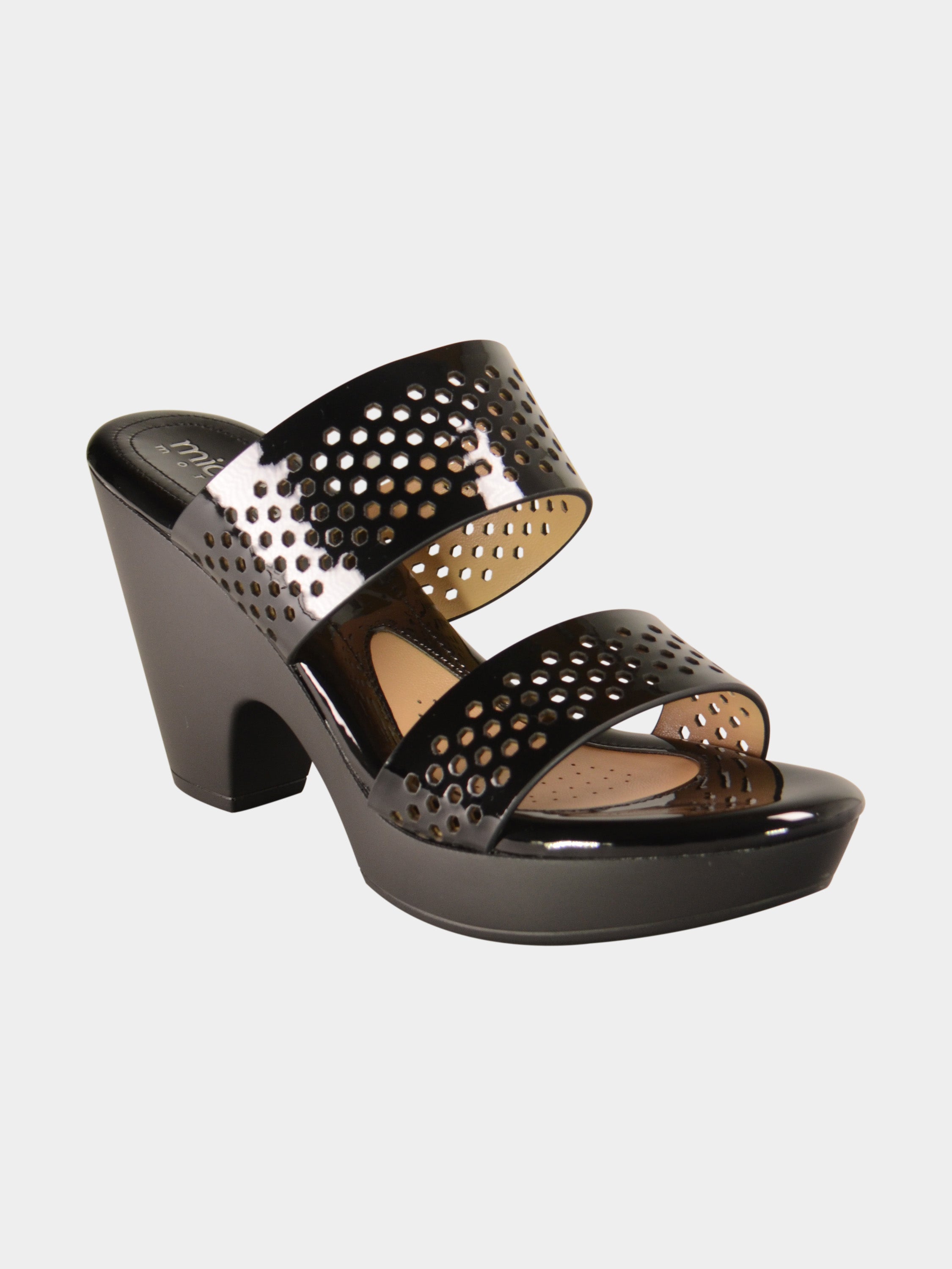 Michelle Morgan 780-15 Block Heel Dot Sandals #color_Black