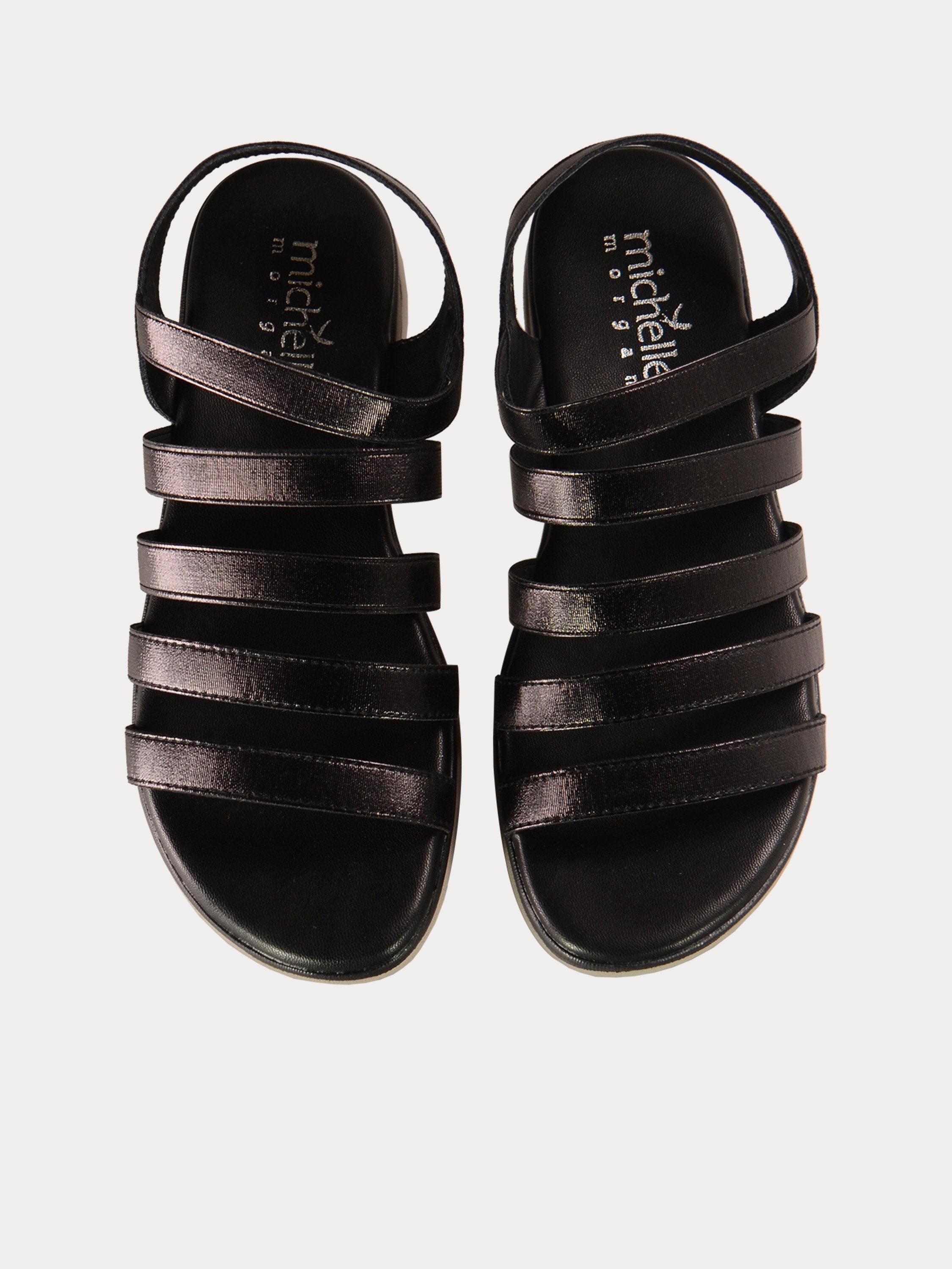 Michelle Morgan Casual Low Heel Back Strap Sandals #color_Black