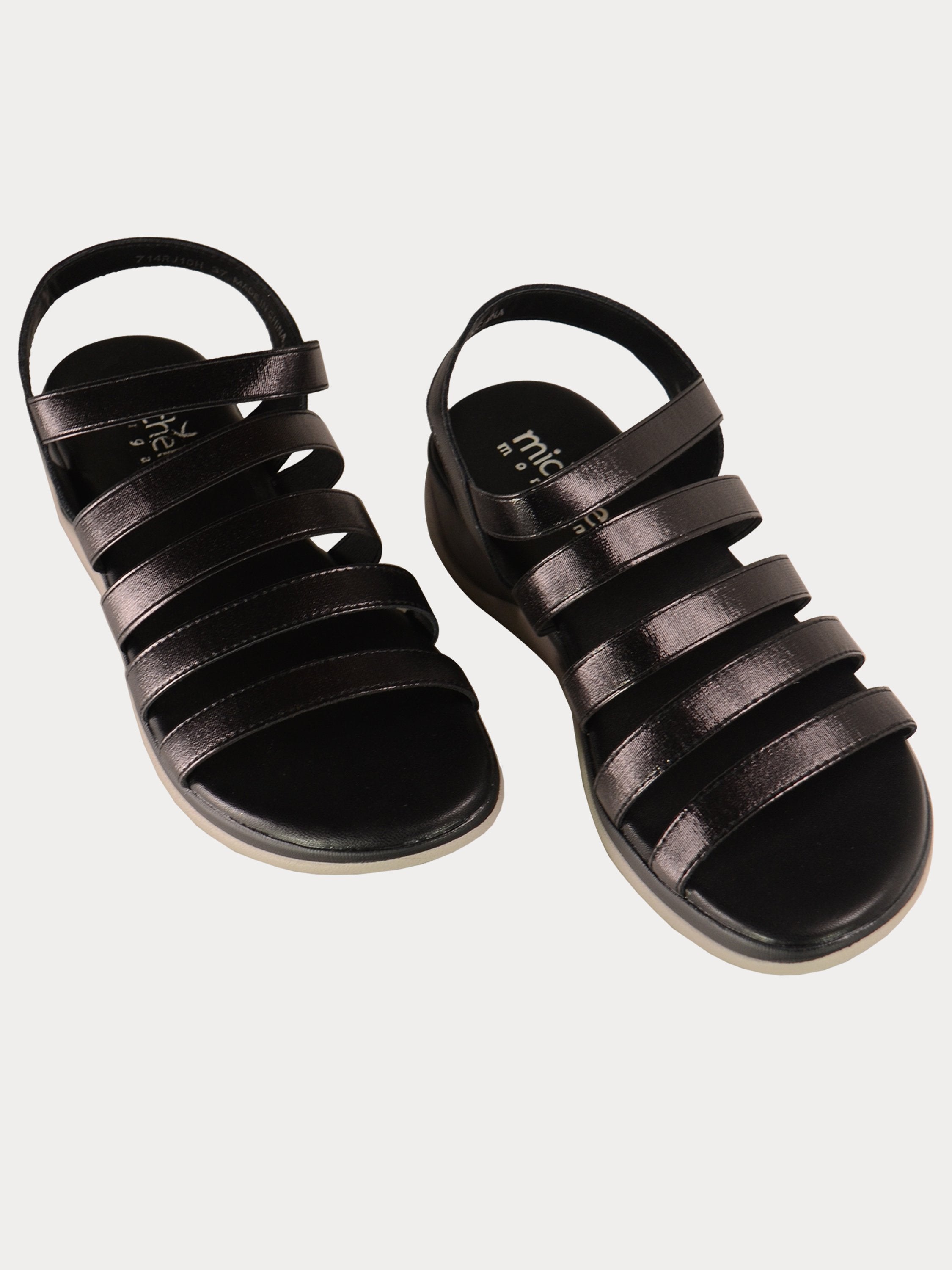 Michelle Morgan Casual Low Heel Back Strap Sandals #color_Black