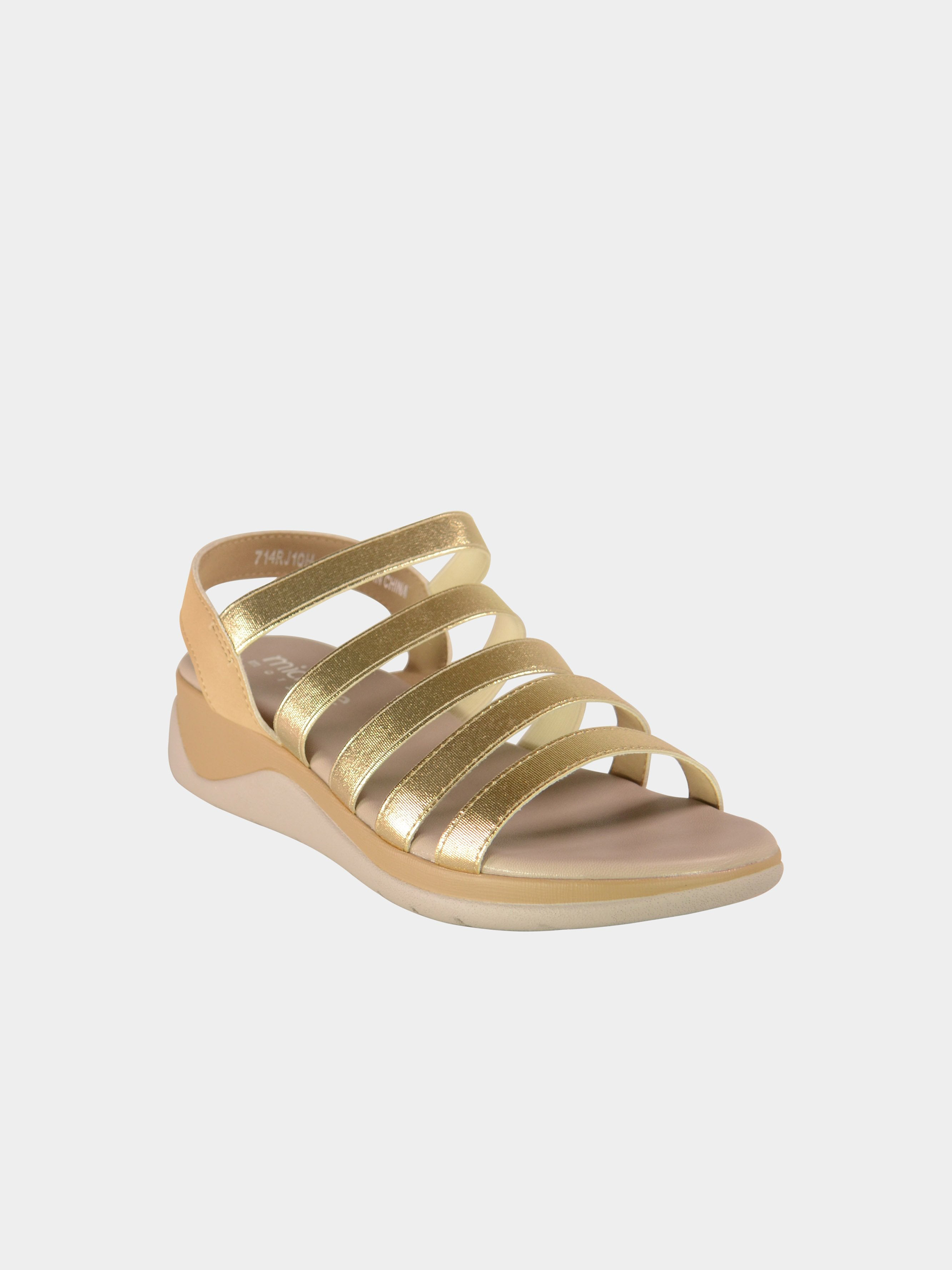 Michelle Morgan Casual Low Heel Back Strap Sandals #color_Gold