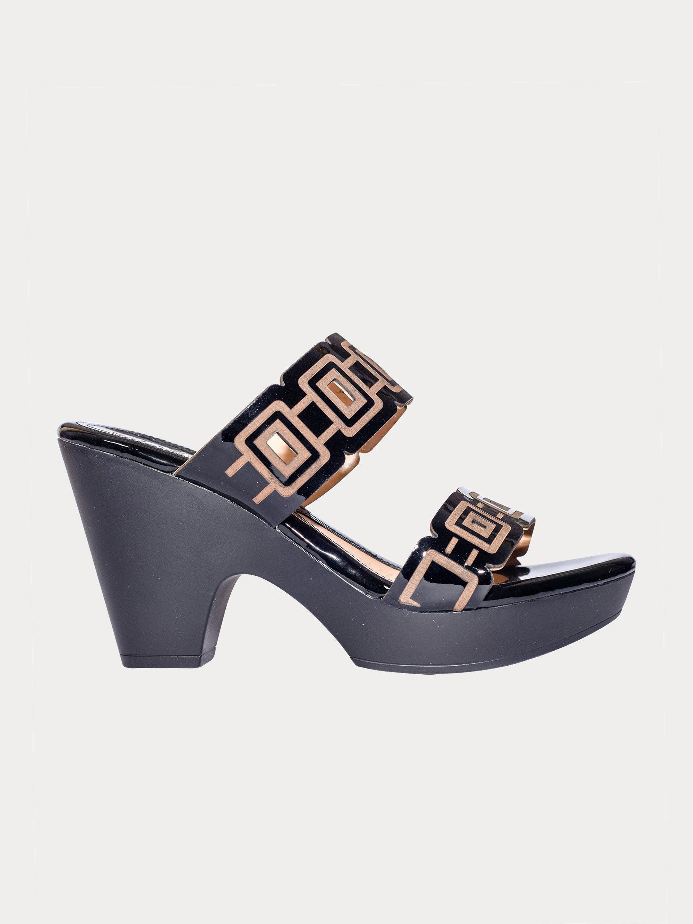 Michelle Morgan Chain Pattern Heeled Sandals #color_Black