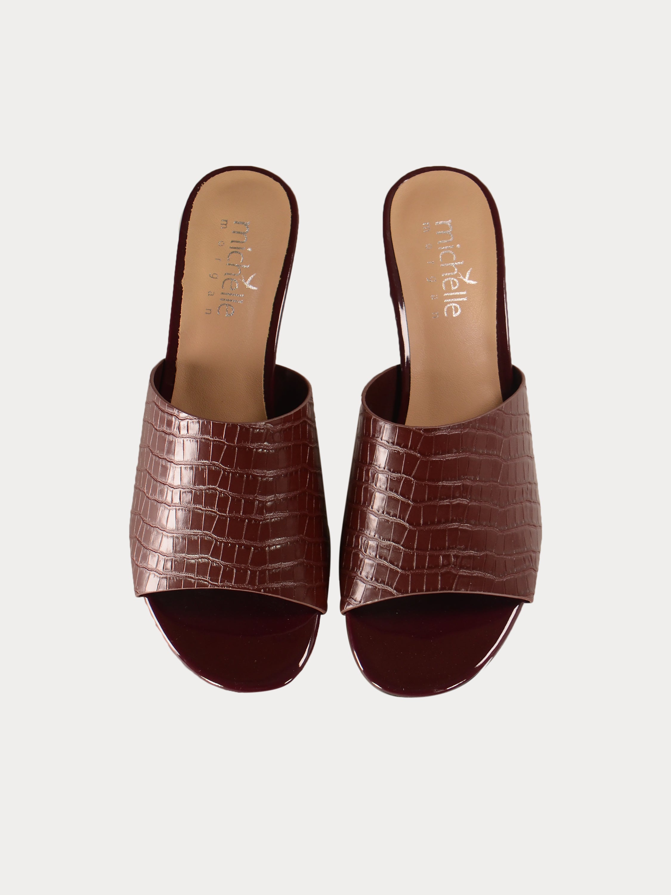 Michelle Morgan 914RJ191 Croco Print Sandals #color_Brown