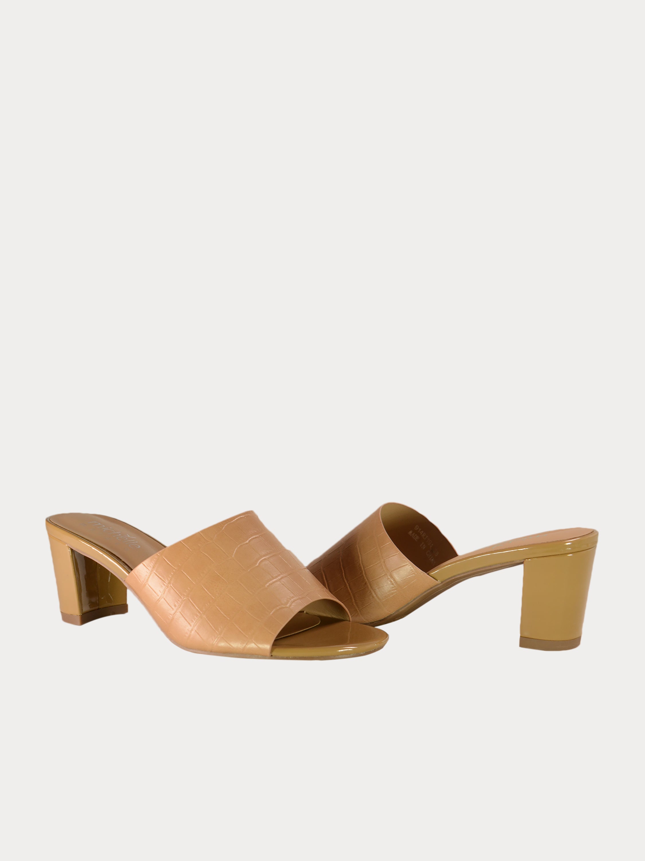 Michelle Morgan 914RJ191 Croco Print Sandals #color_Light Brown