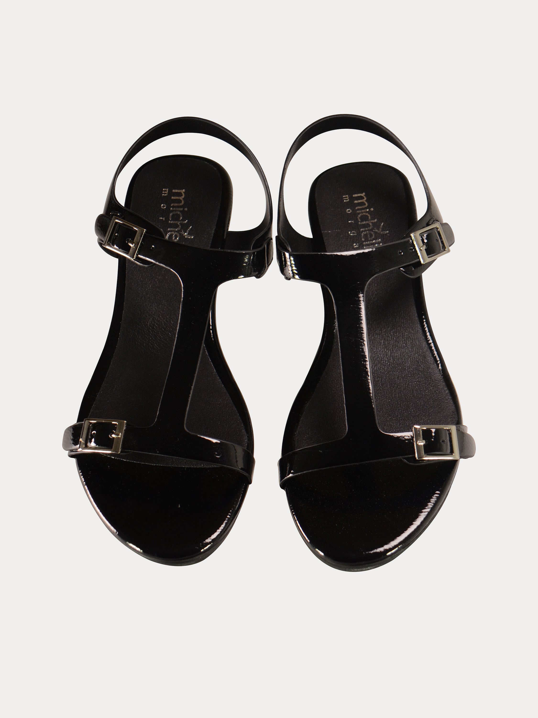 Michelle Morgan 814879 Elegant Patent Back Strap Sandals #color_Black