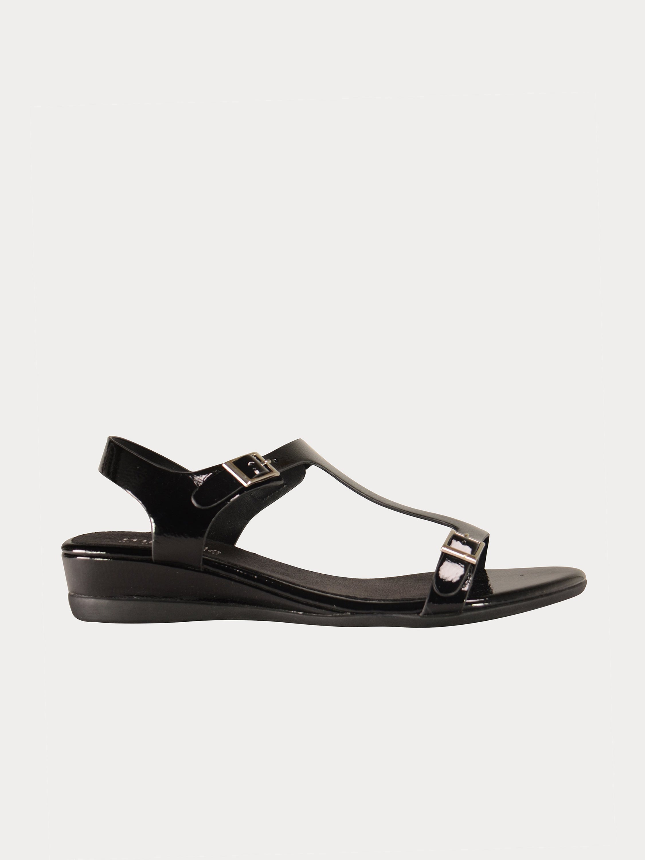 Michelle Morgan 814879 Elegant Patent Back Strap Sandals #color_Black