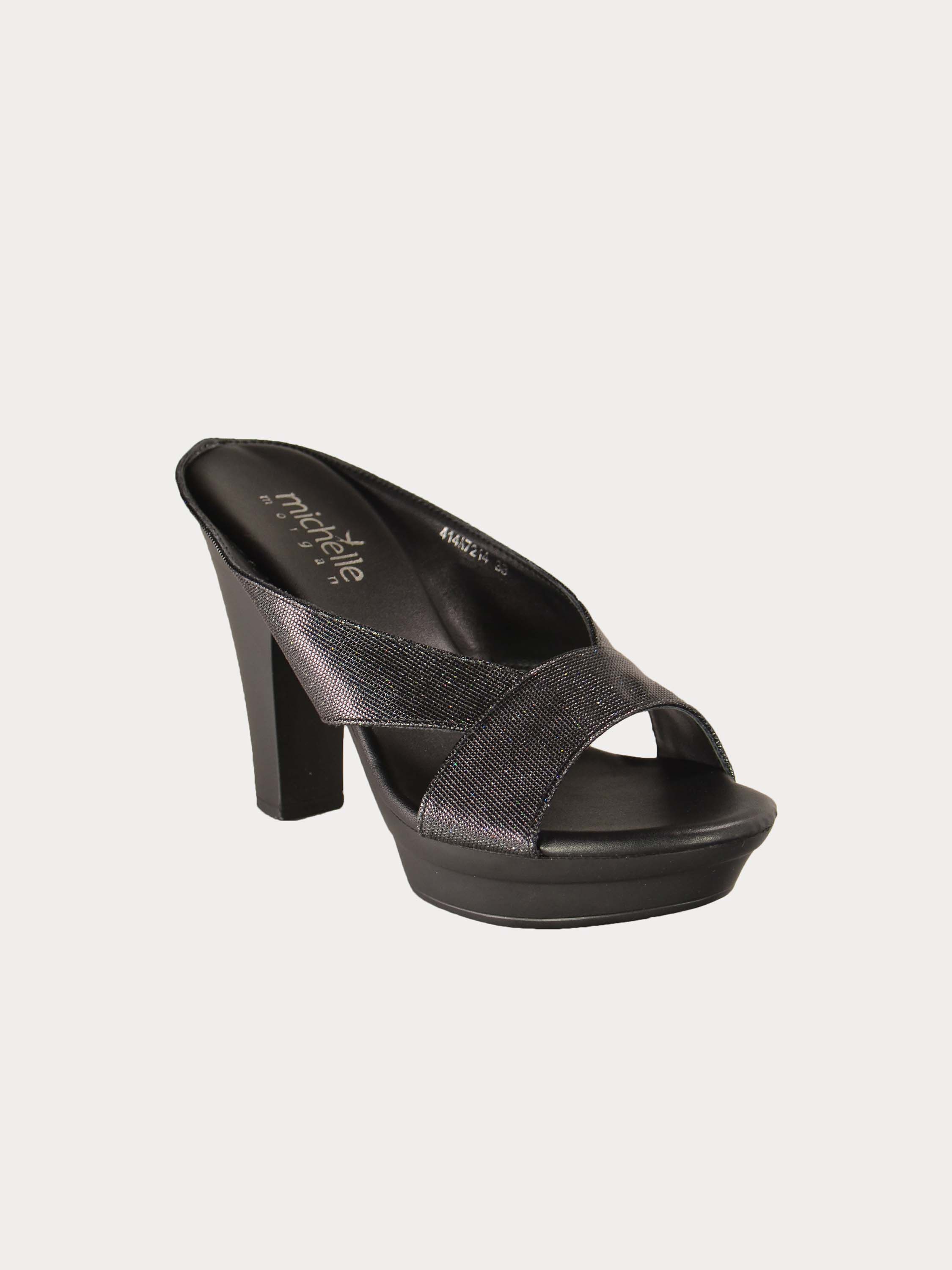 Michelle Morgan 414A7214 Glitzy Heeled Sandals #color_Black