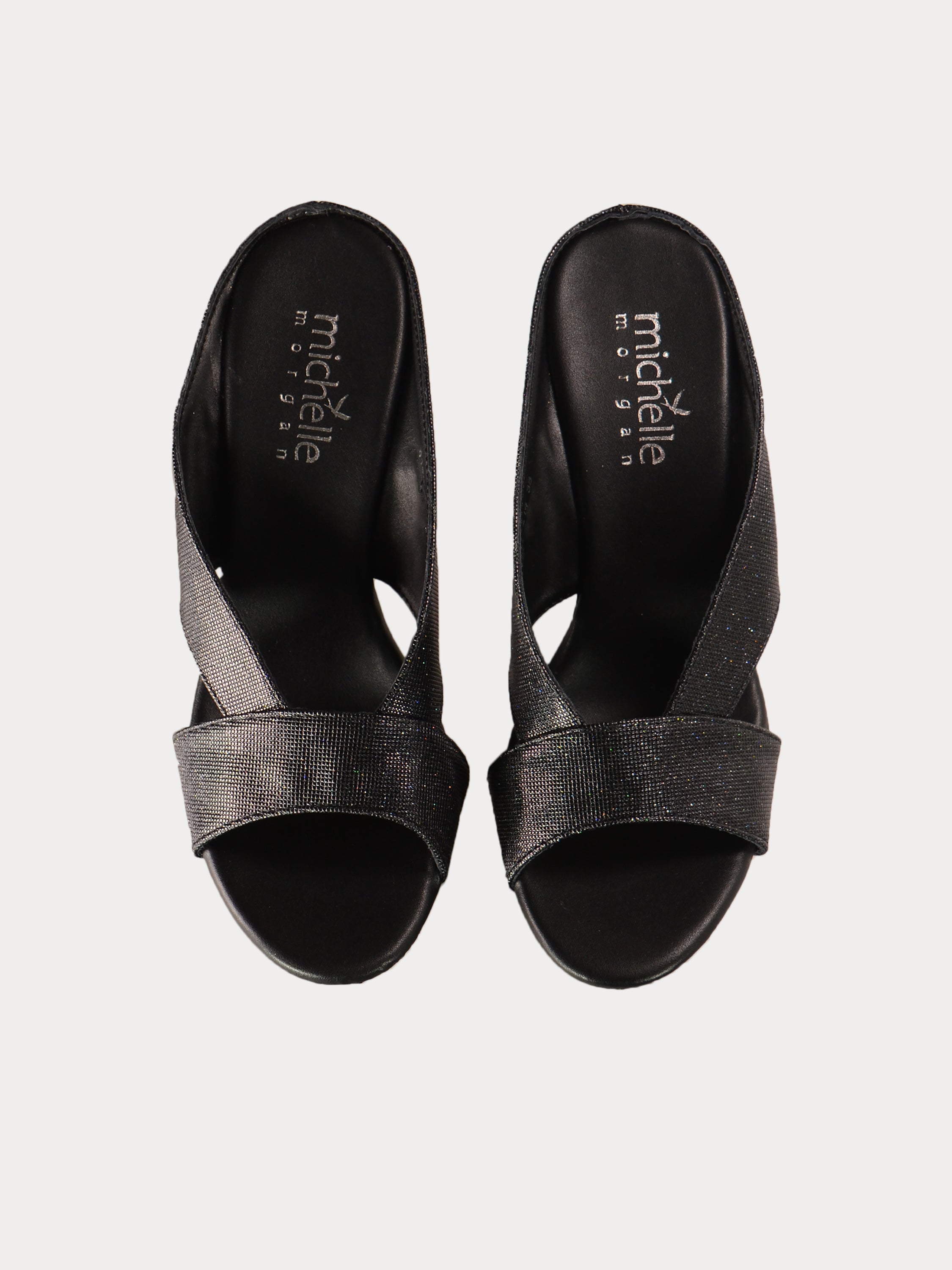 Michelle Morgan 414A7214 Glitzy Heeled Sandals #color_Black