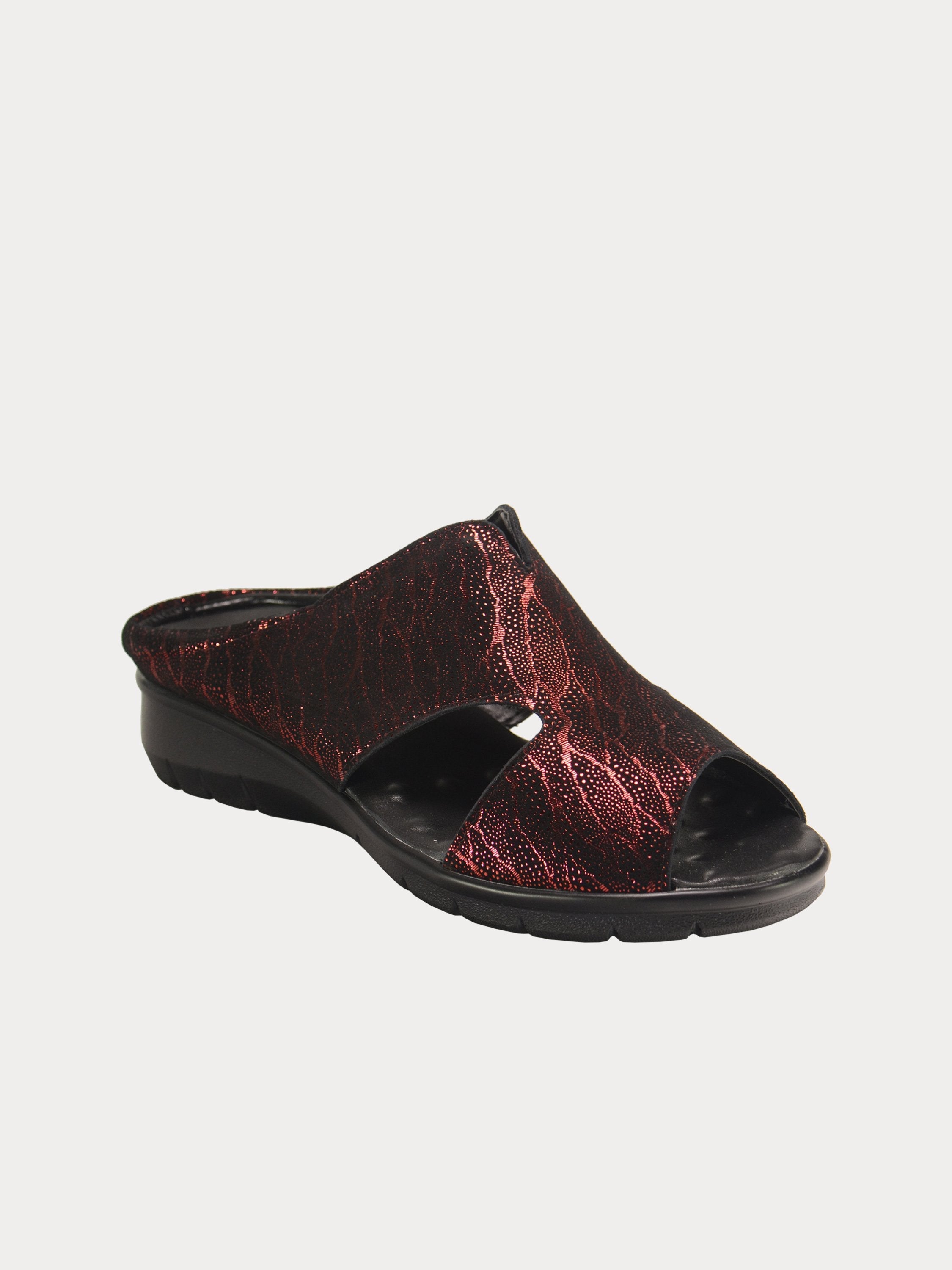 Michelle Morgan 1839715 Rustic Print Slider Sandals #color_Red