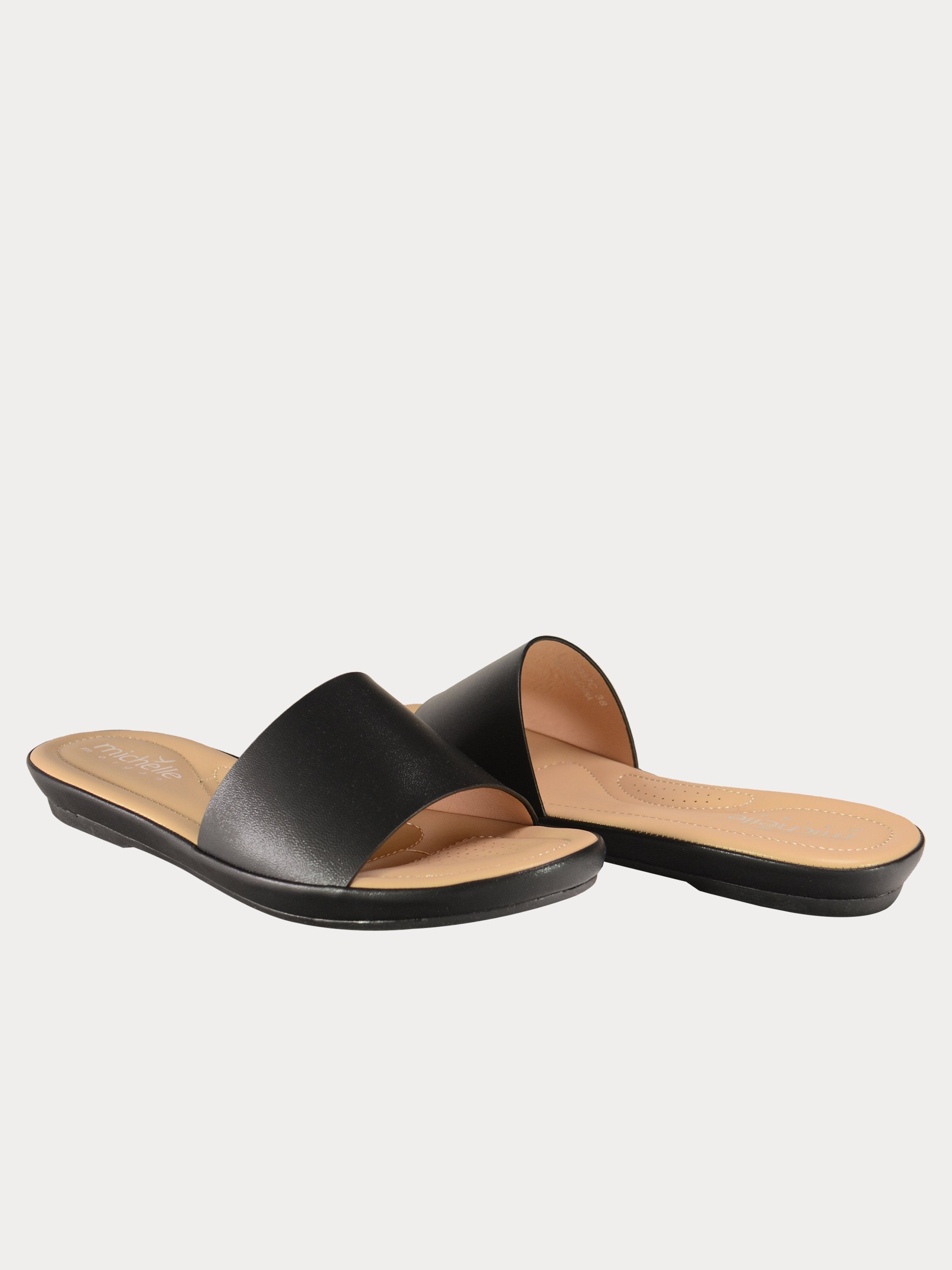 Michelle Morgan 91467 Slip On Flat Sandals #color_Black