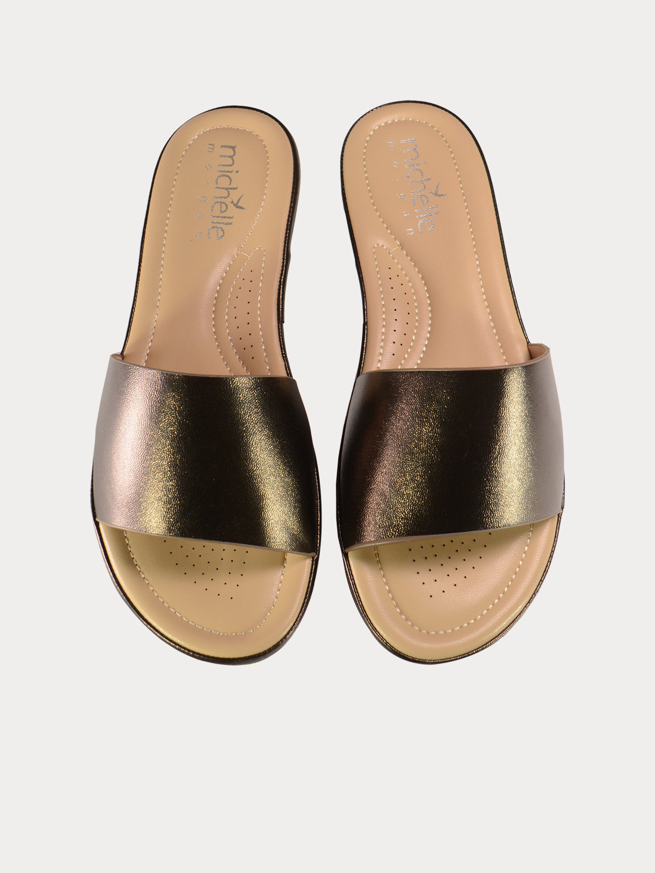 Michelle Morgan 91467 Slip On Flat Sandals #color_Brown