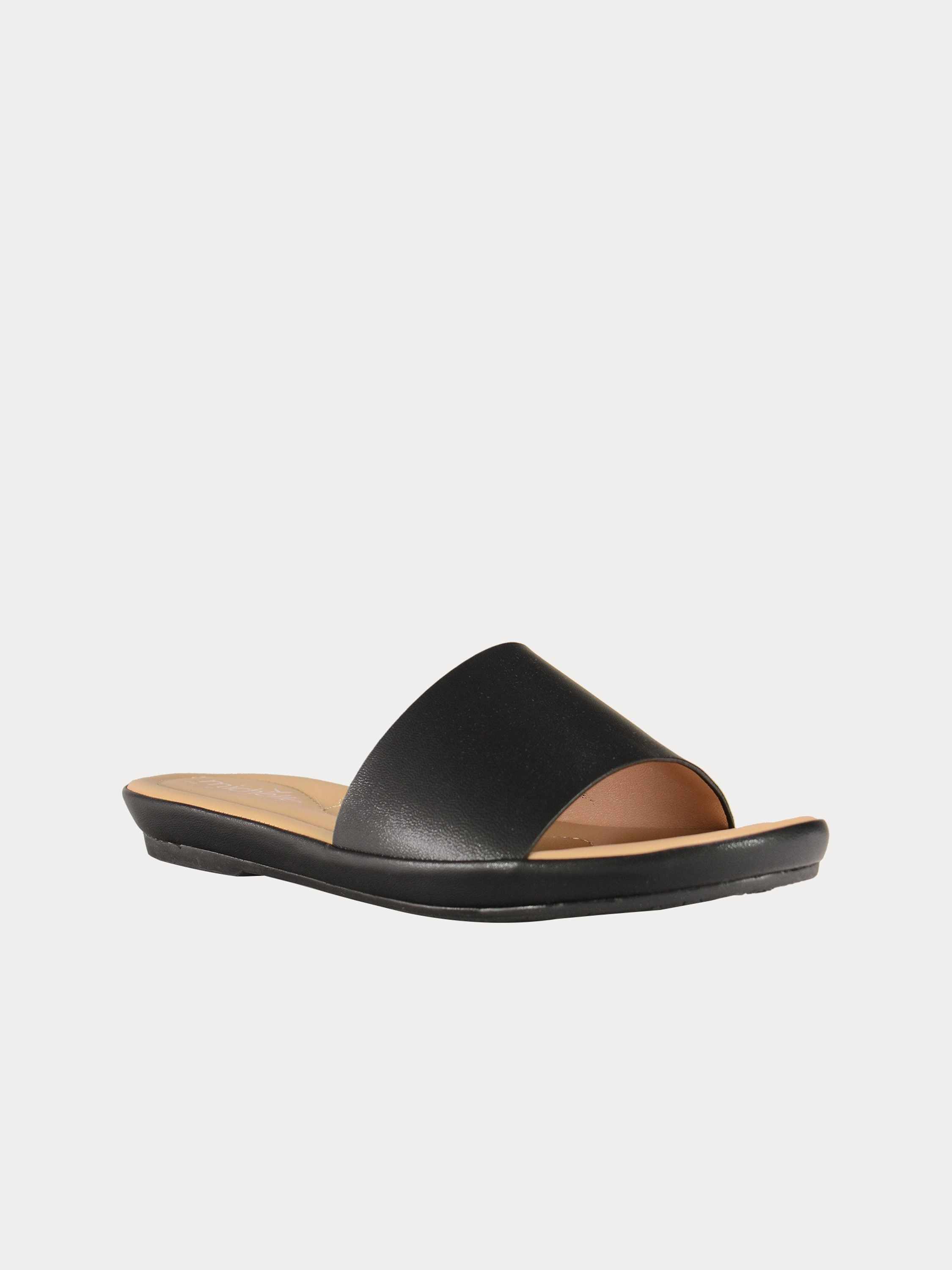 Michelle Morgan 91467 Slip On Flat Sandals #color_Black