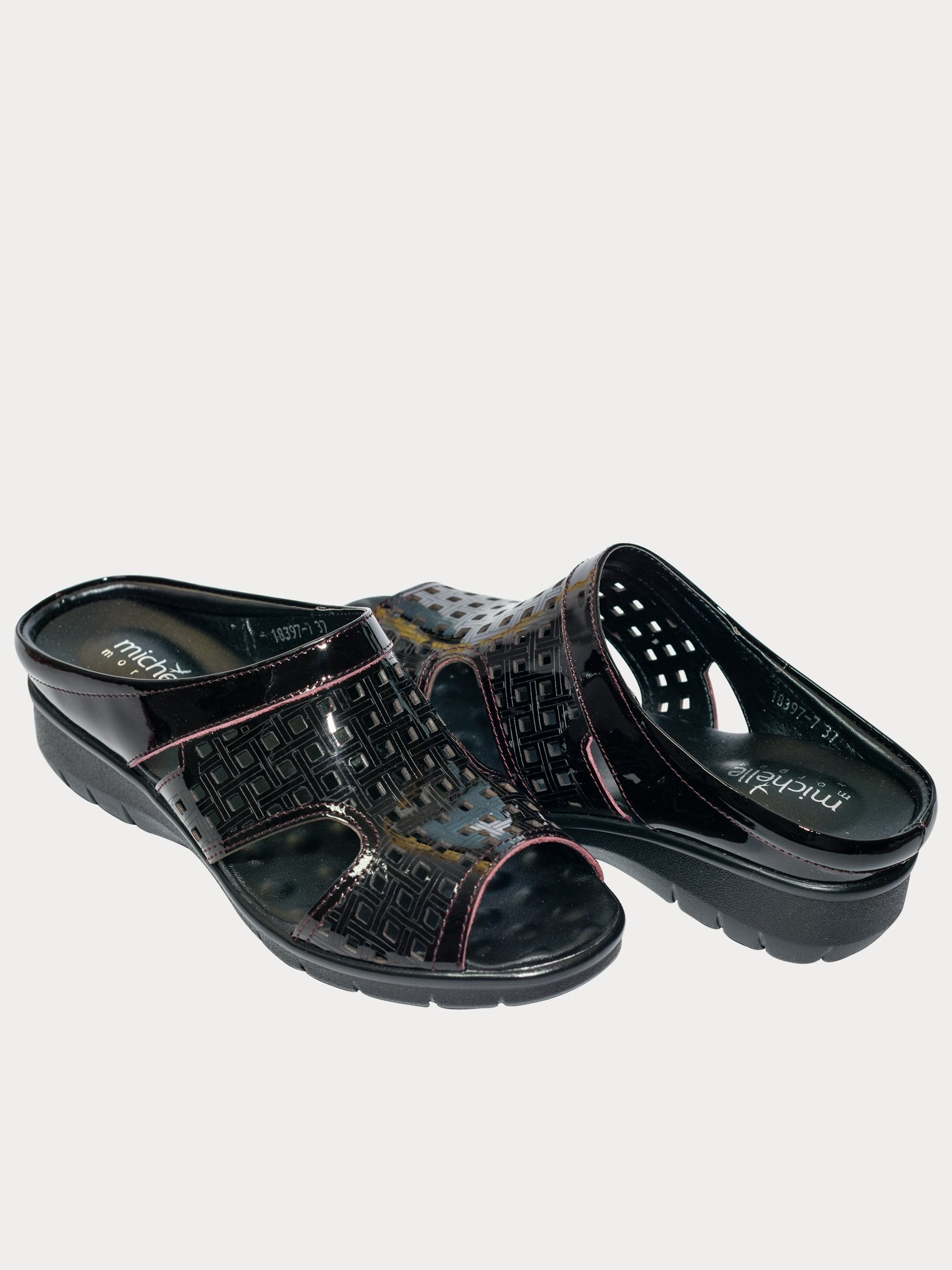 Michelle Morgan 1839770 Square Cut Slider Sandals #color_Maroon