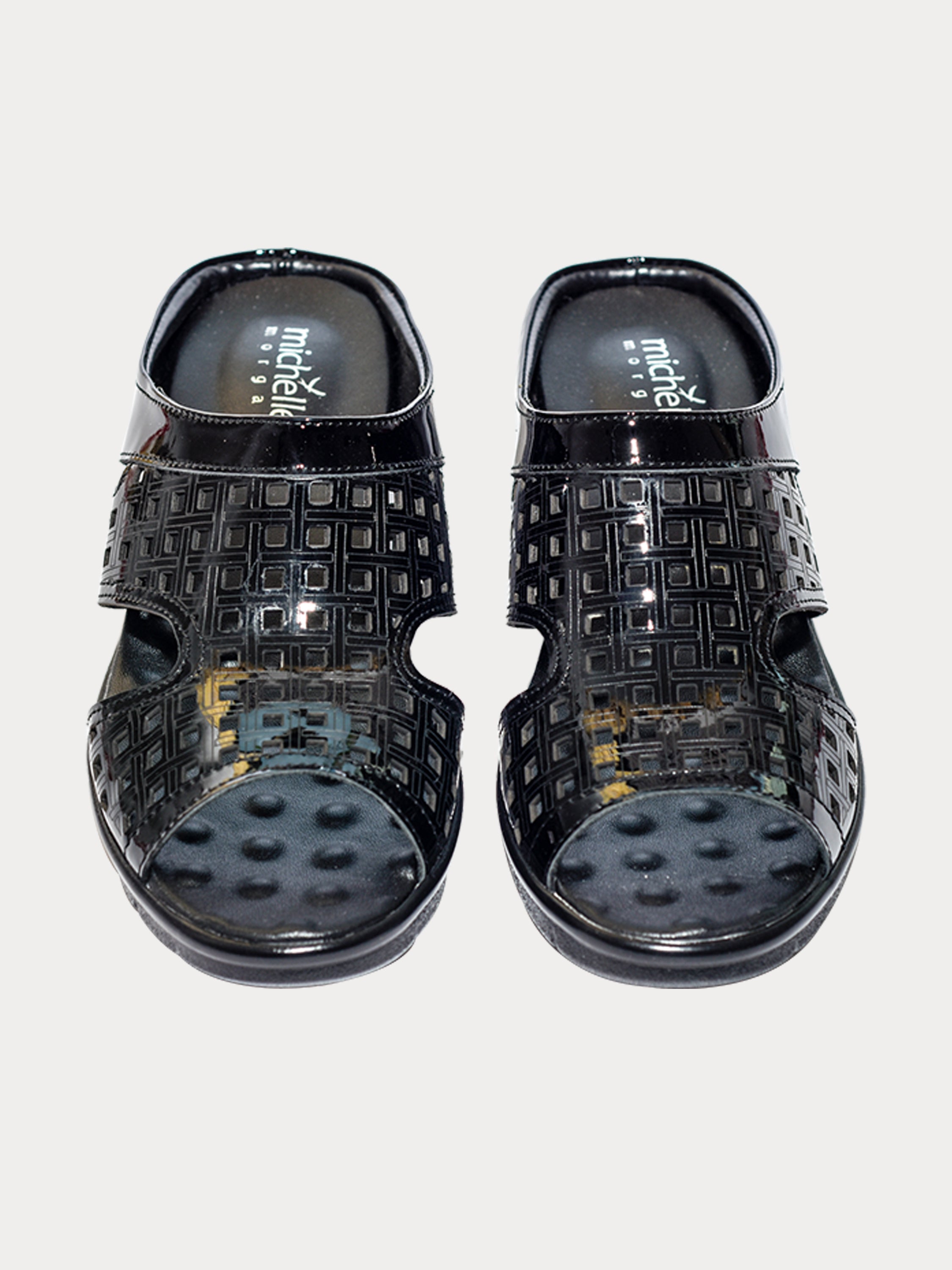 Michelle Morgan 1839770 Square Cut Slider Sandals #color_Black