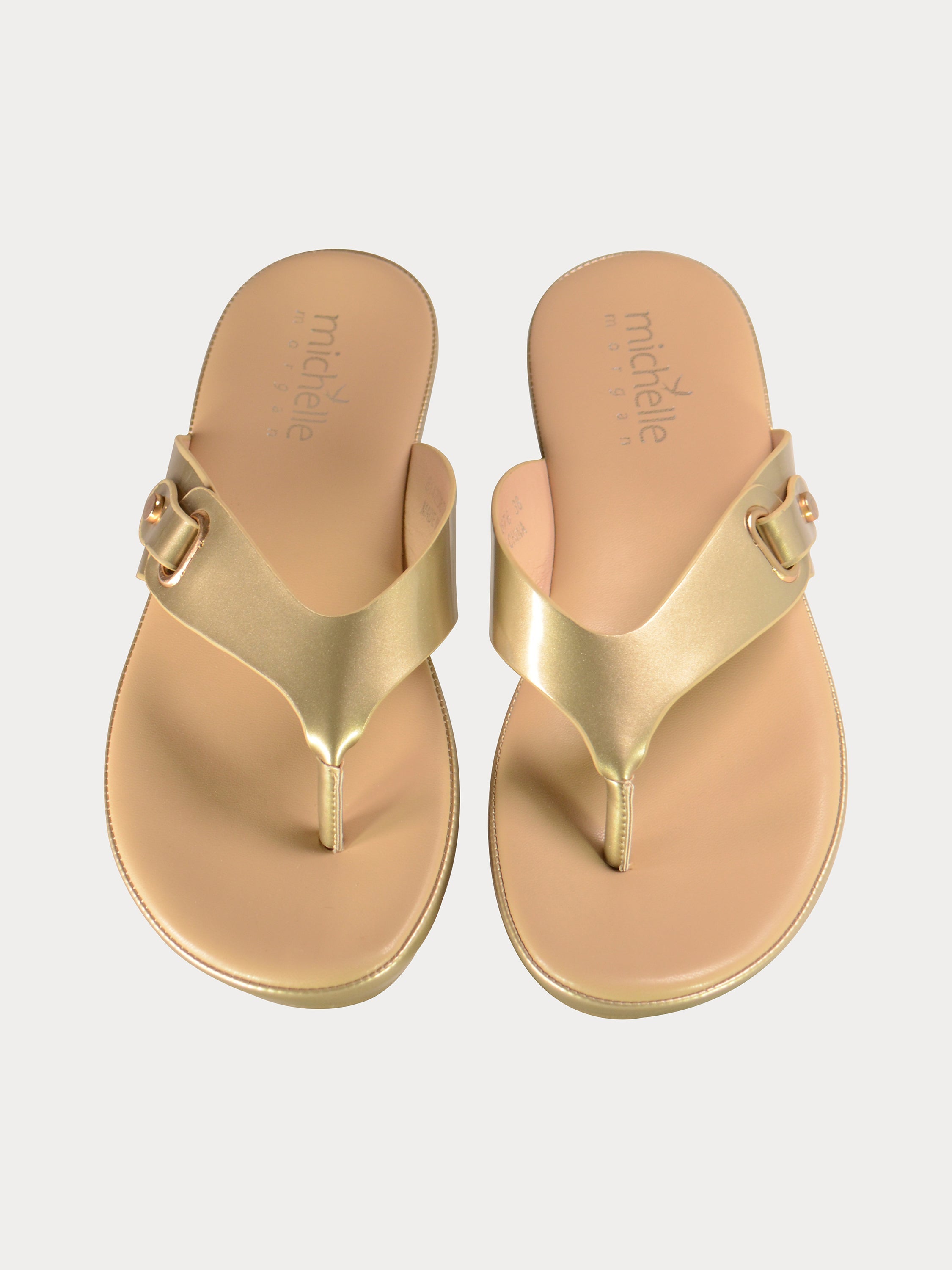 Michelle Morgan 814676 Women's Slider Sandals #color_Gold