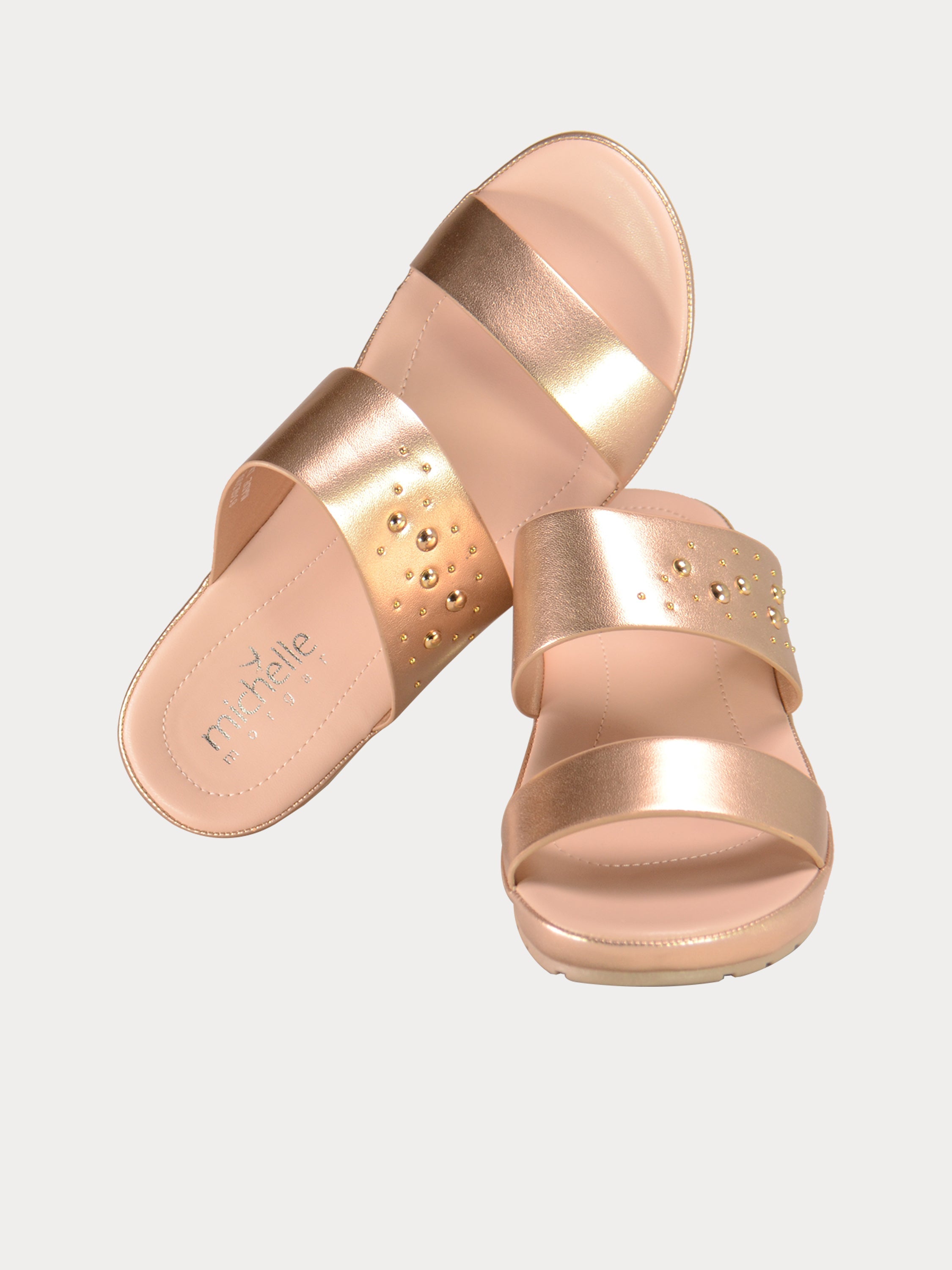 Michelle Morgan 814050 Women's Slider Sandals #color_Gold