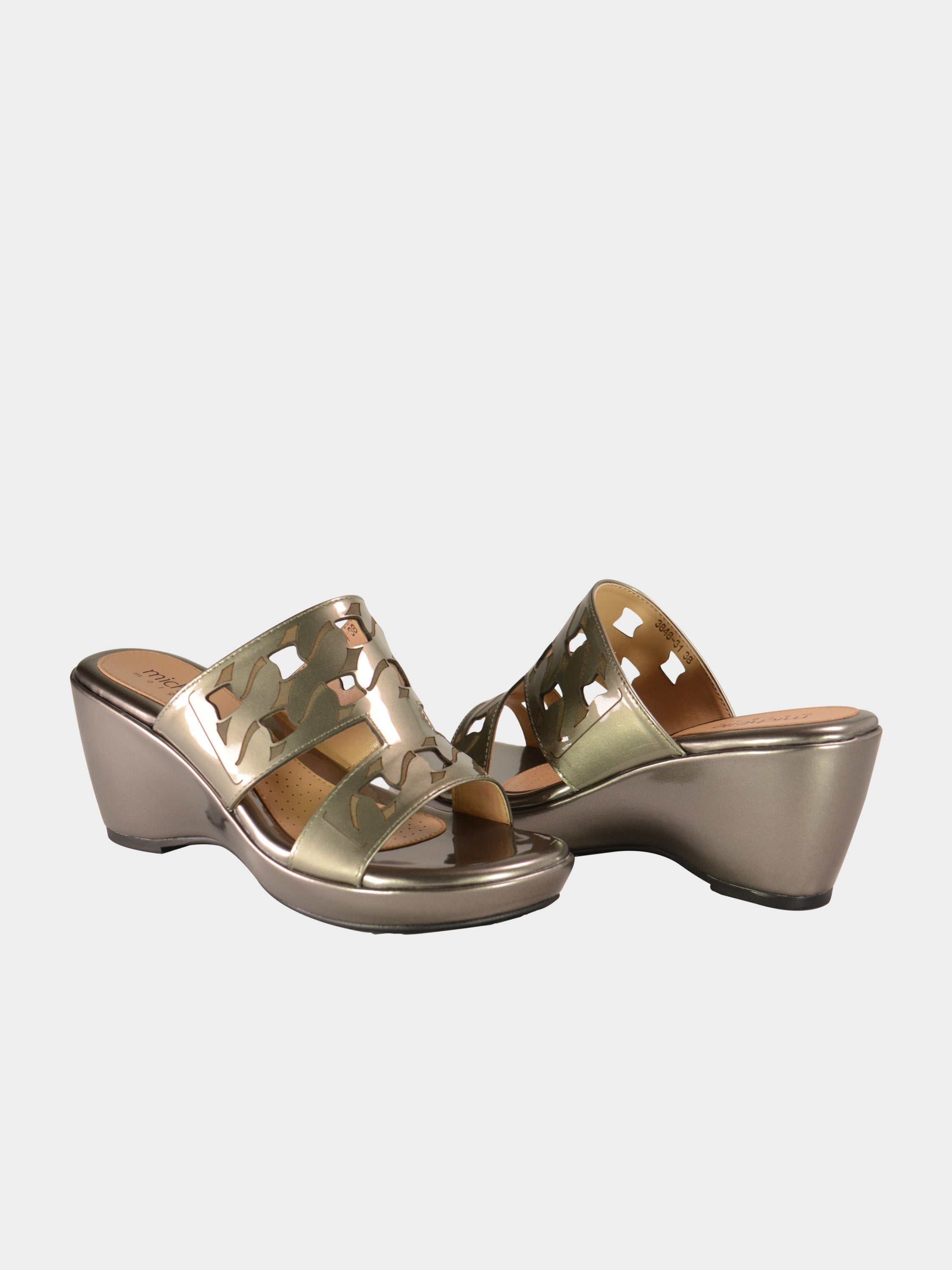 Michelle Morgan 3848-31 Women's Wedge Sandals #color_Silver
