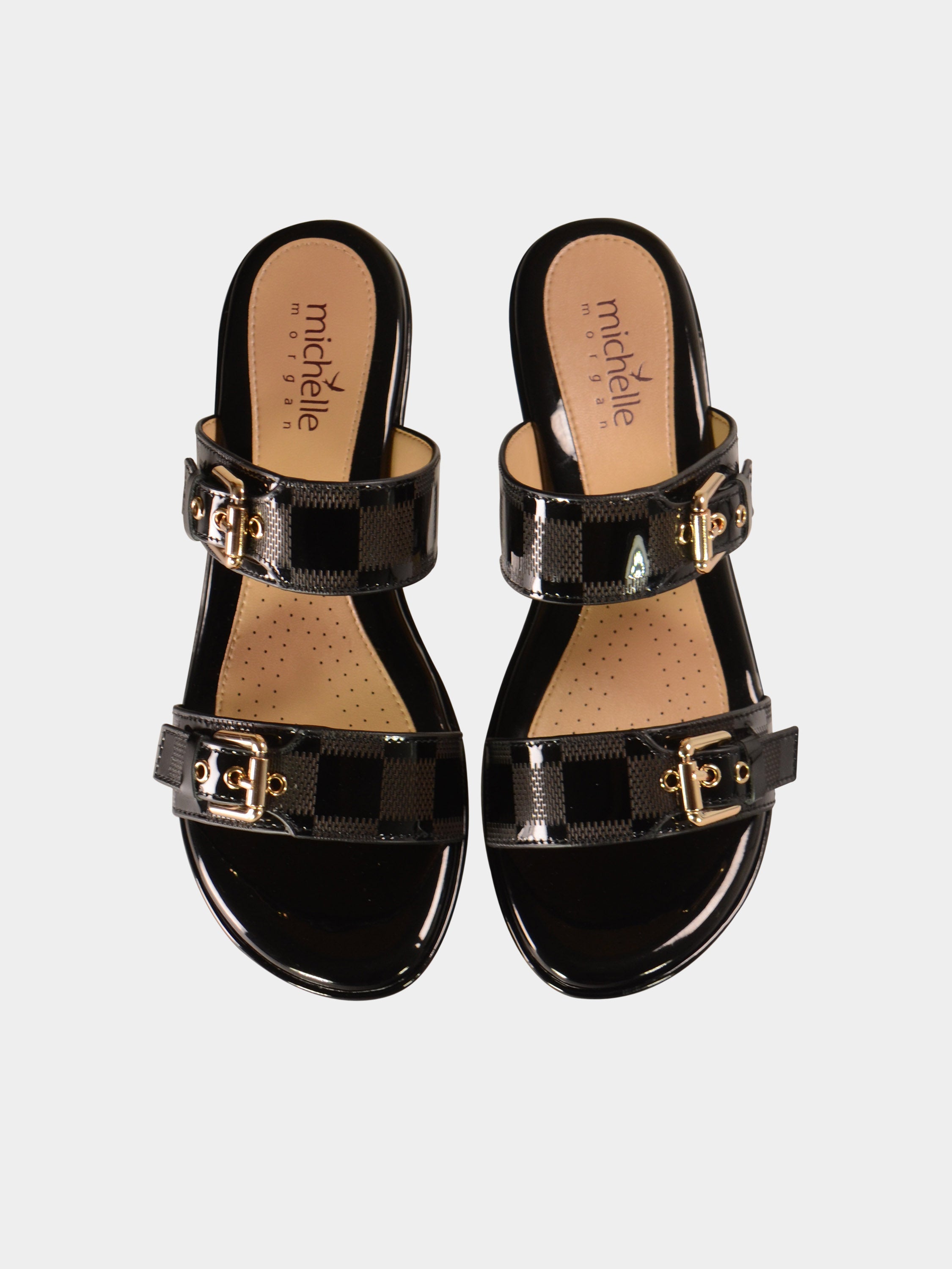 Michelle Morgan 780-8 Women's Wedge Sandals #color_Black