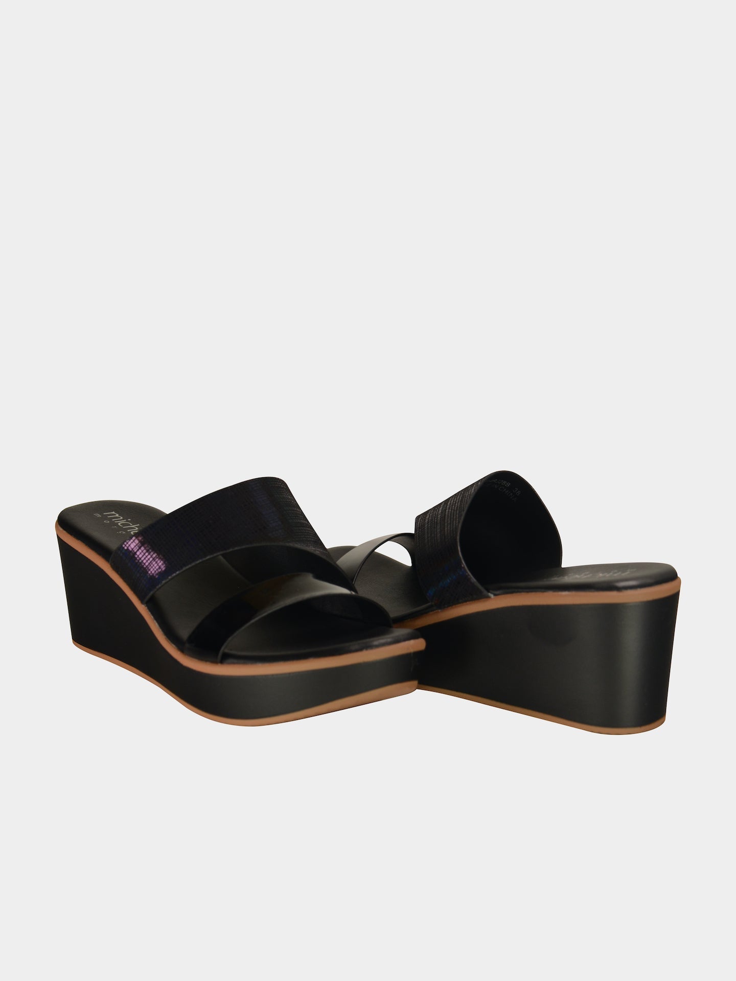 Michelle Morgan 914RJ28B Women's Wedge Sandals #color_Black