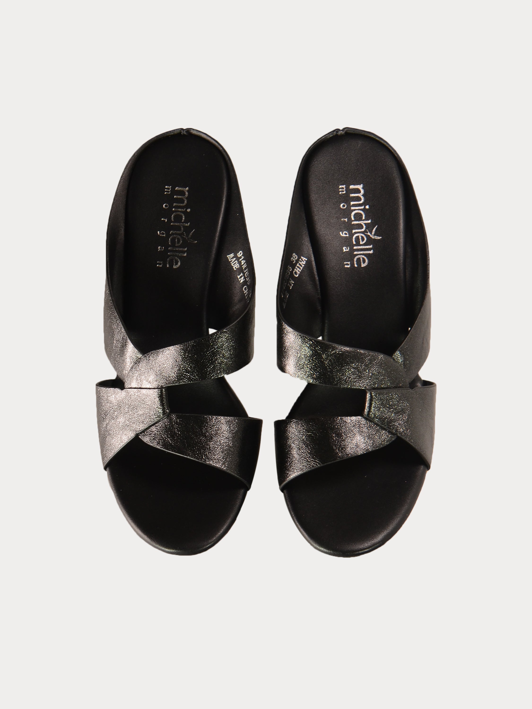Michelle Morgan 914RJ636 Women's Brushed Heeled Sandals #color_Black