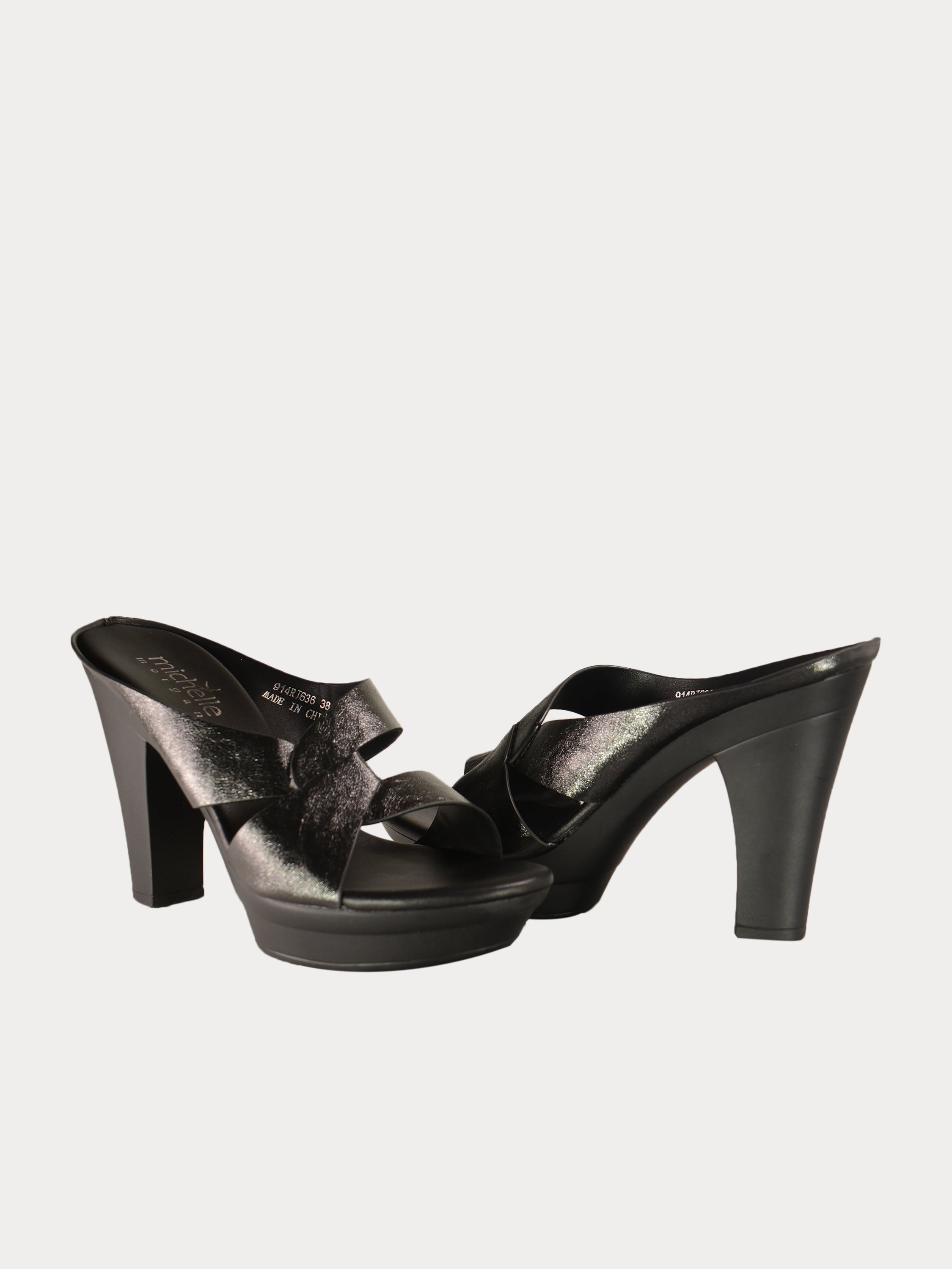 Michelle Morgan 914RJ636 Women's Brushed Heeled Sandals #color_Black