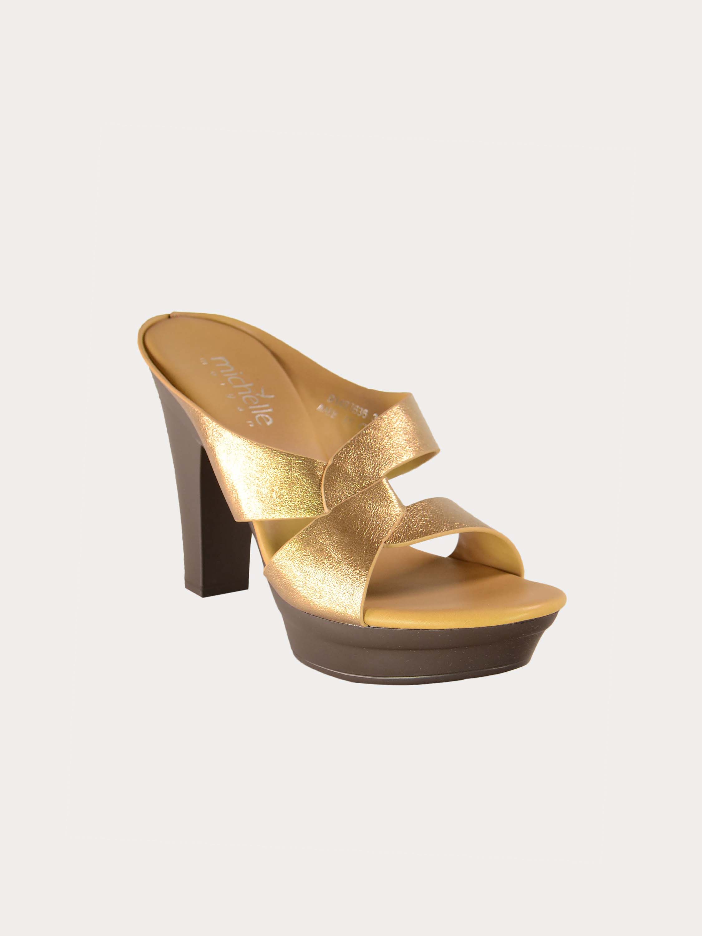 Michelle Morgan 914RJ636 Women's Brushed Heeled Sandals #color_Gold