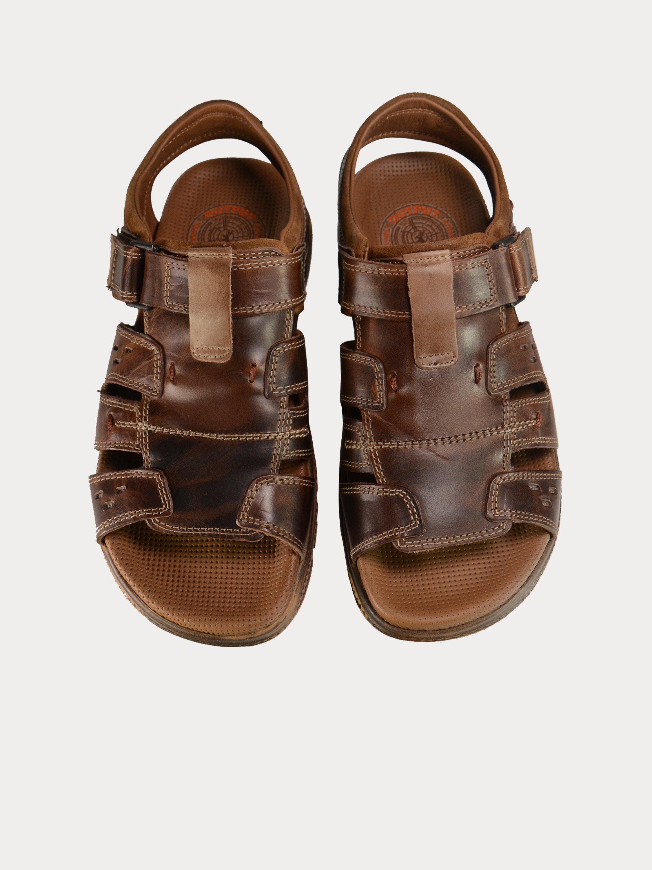 Output Men Outdoor Leather Sandals #color_Brown