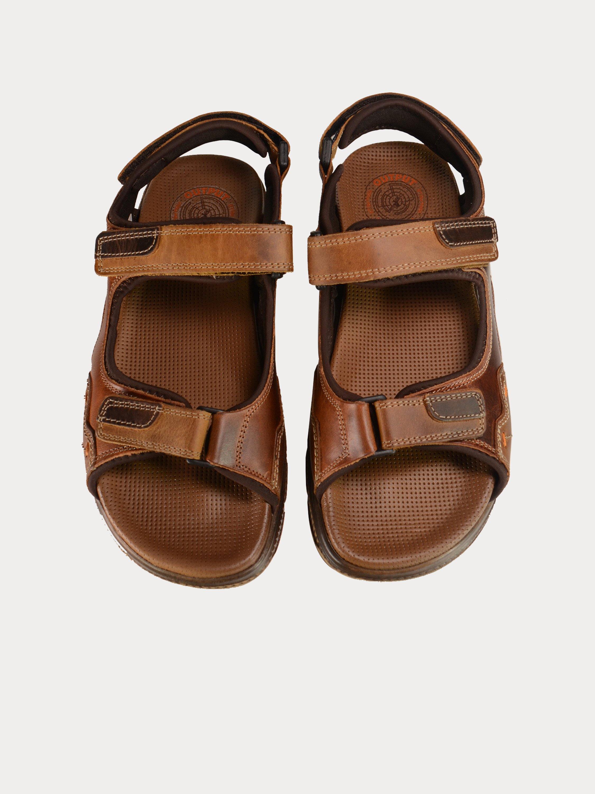 Output Men Outdoor Sandals in Brown Leather #color_Brown