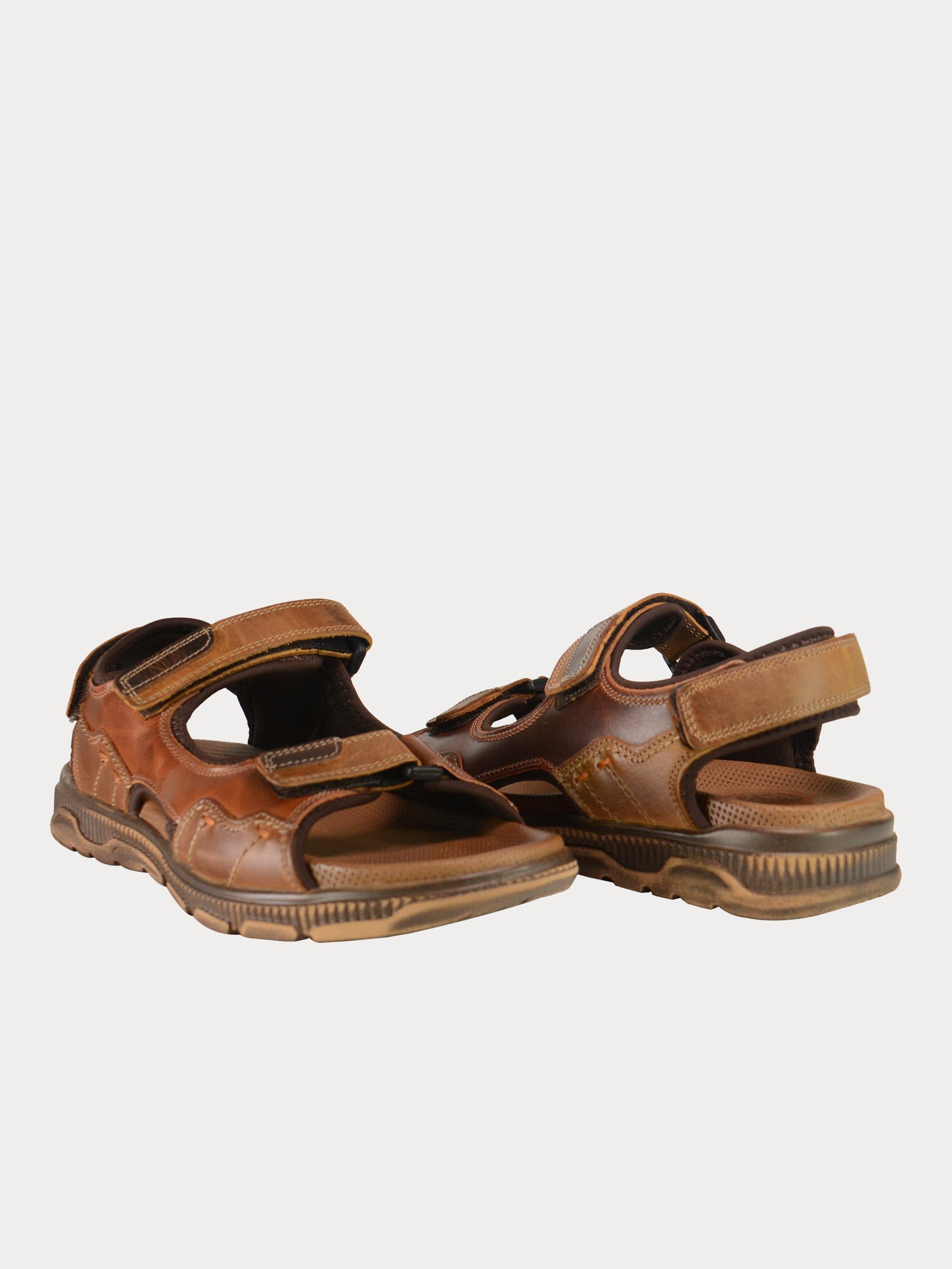 Output Men Outdoor Sandals in Brown Leather #color_Brown