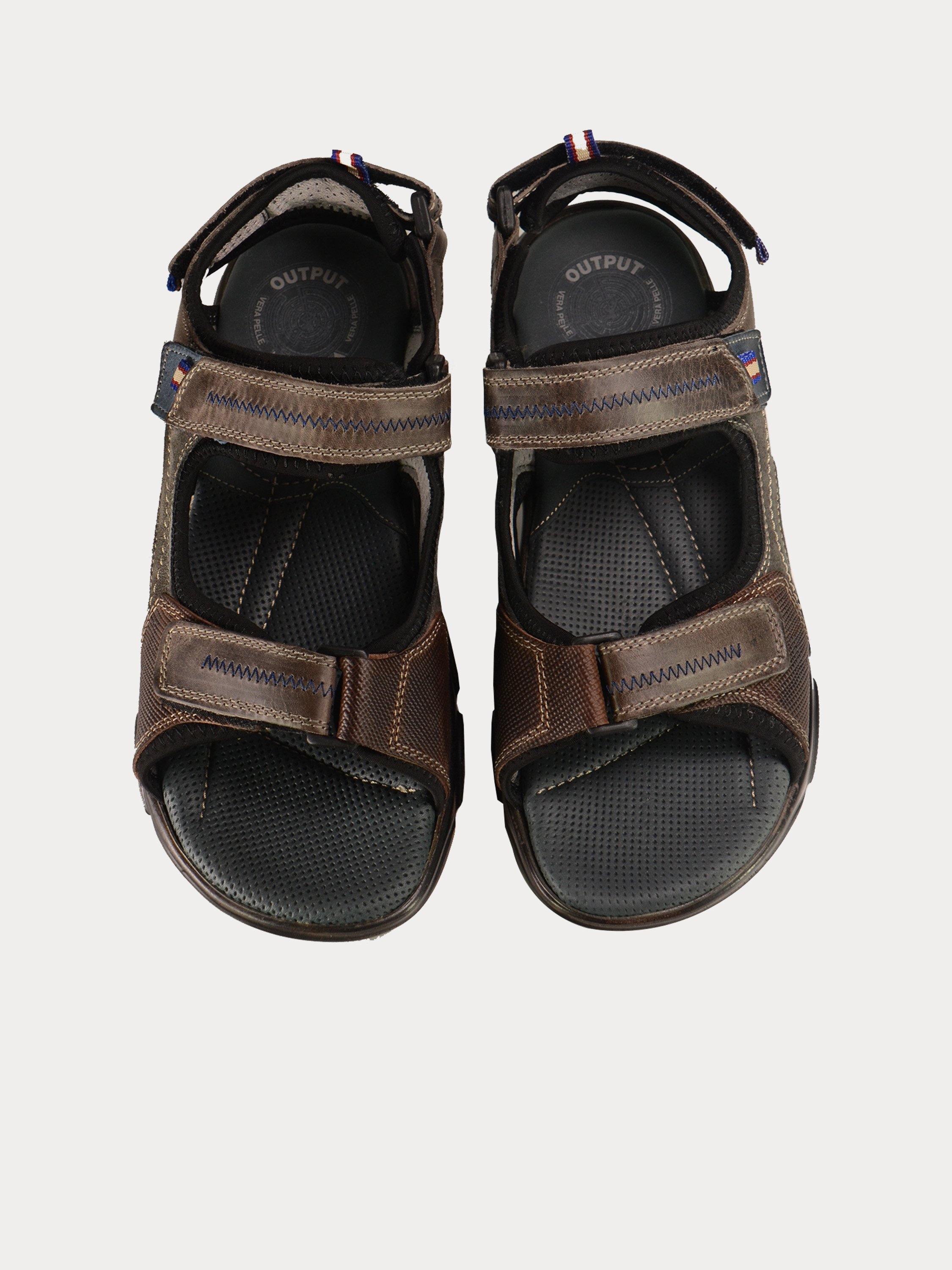 Output Men Outdoor Sandals in Grey Leather #color_Grey