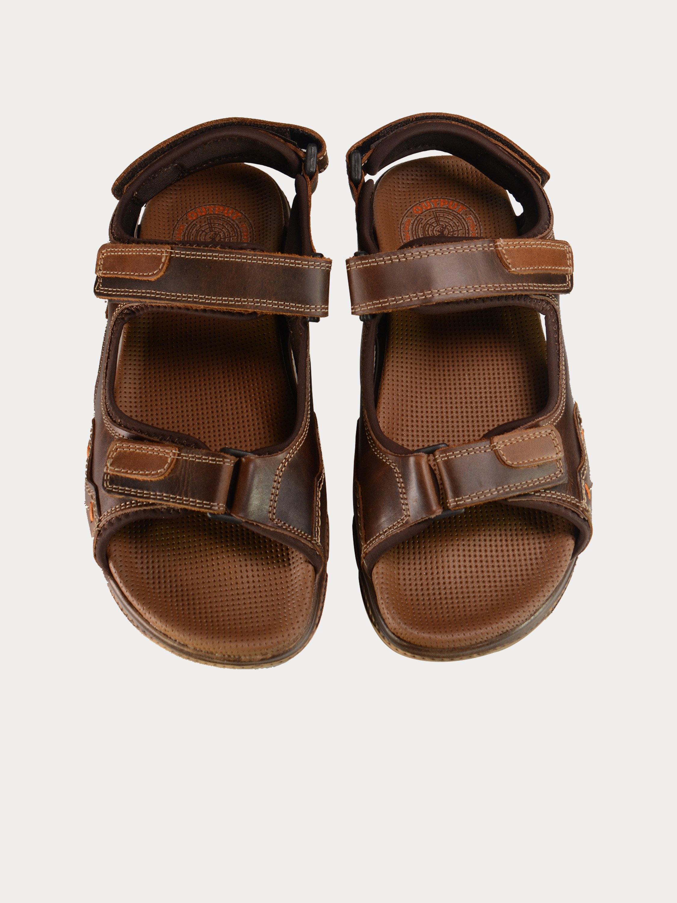 Output Men's Outdoor Sandals in Brown Leather #color_Brown
