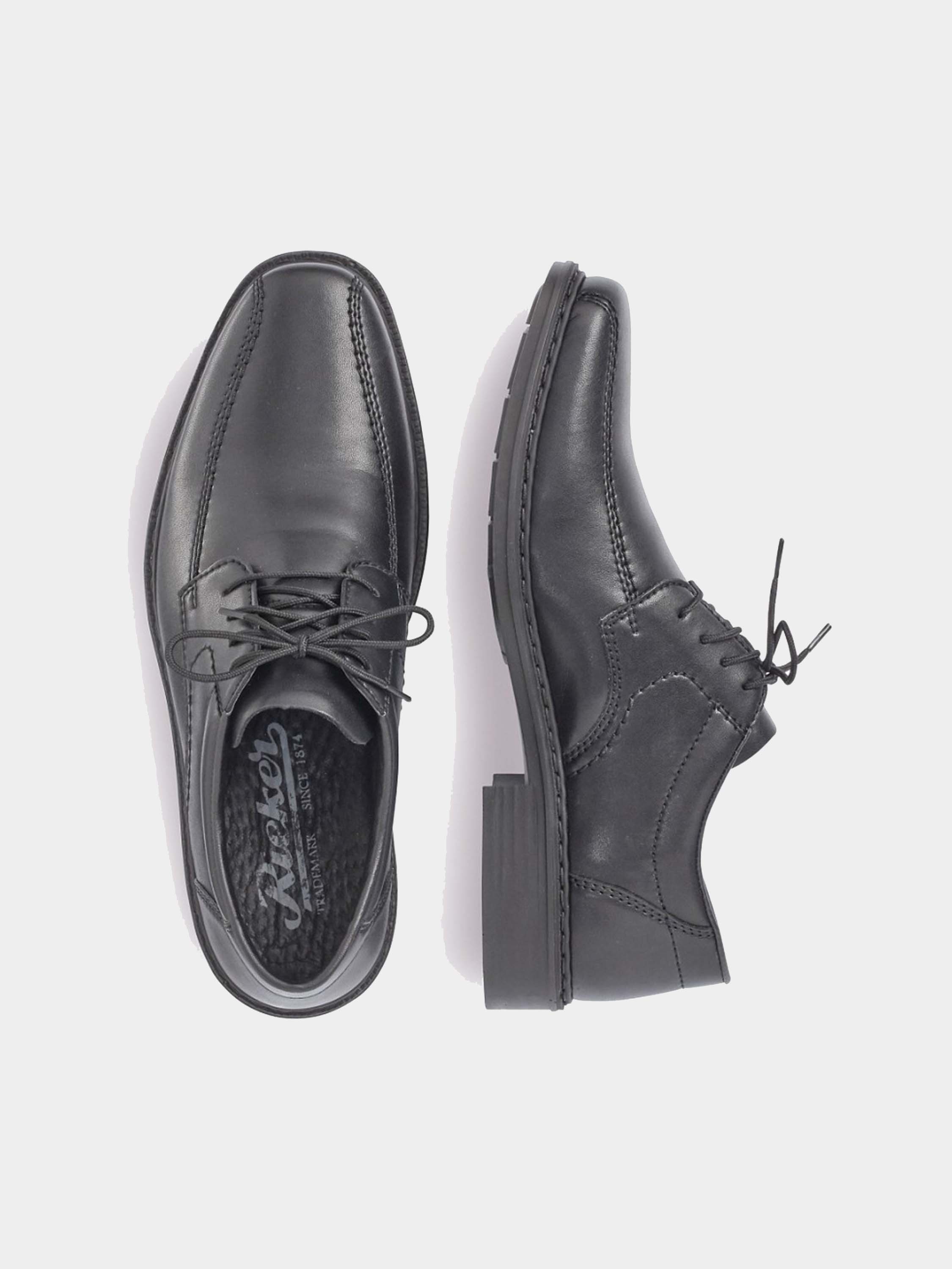 Rieker 14100 Men's Derby Formal Leather Shoes #color_Black
