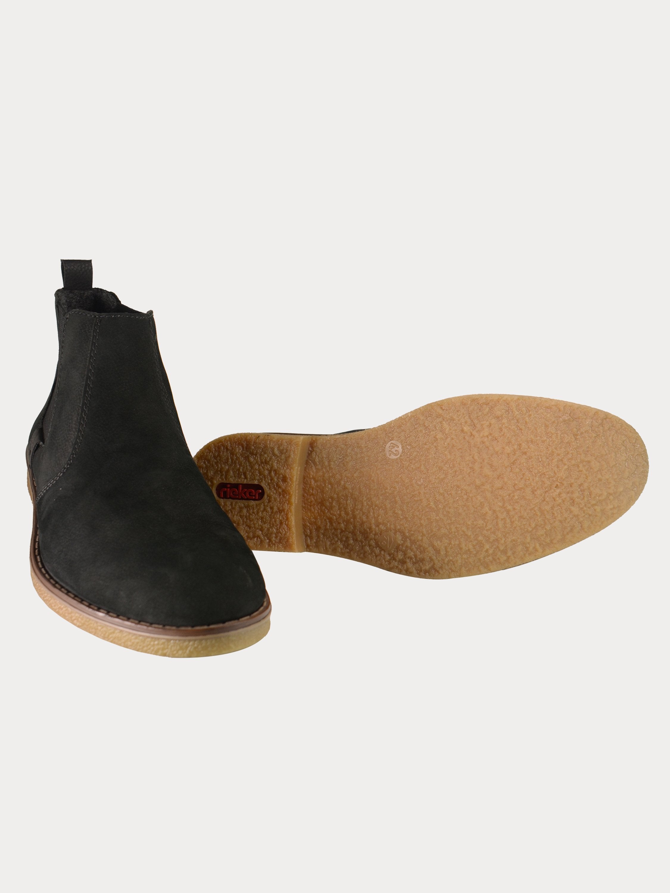 Rieker 33853 Men's Suede Chelsea Boots #color_Black