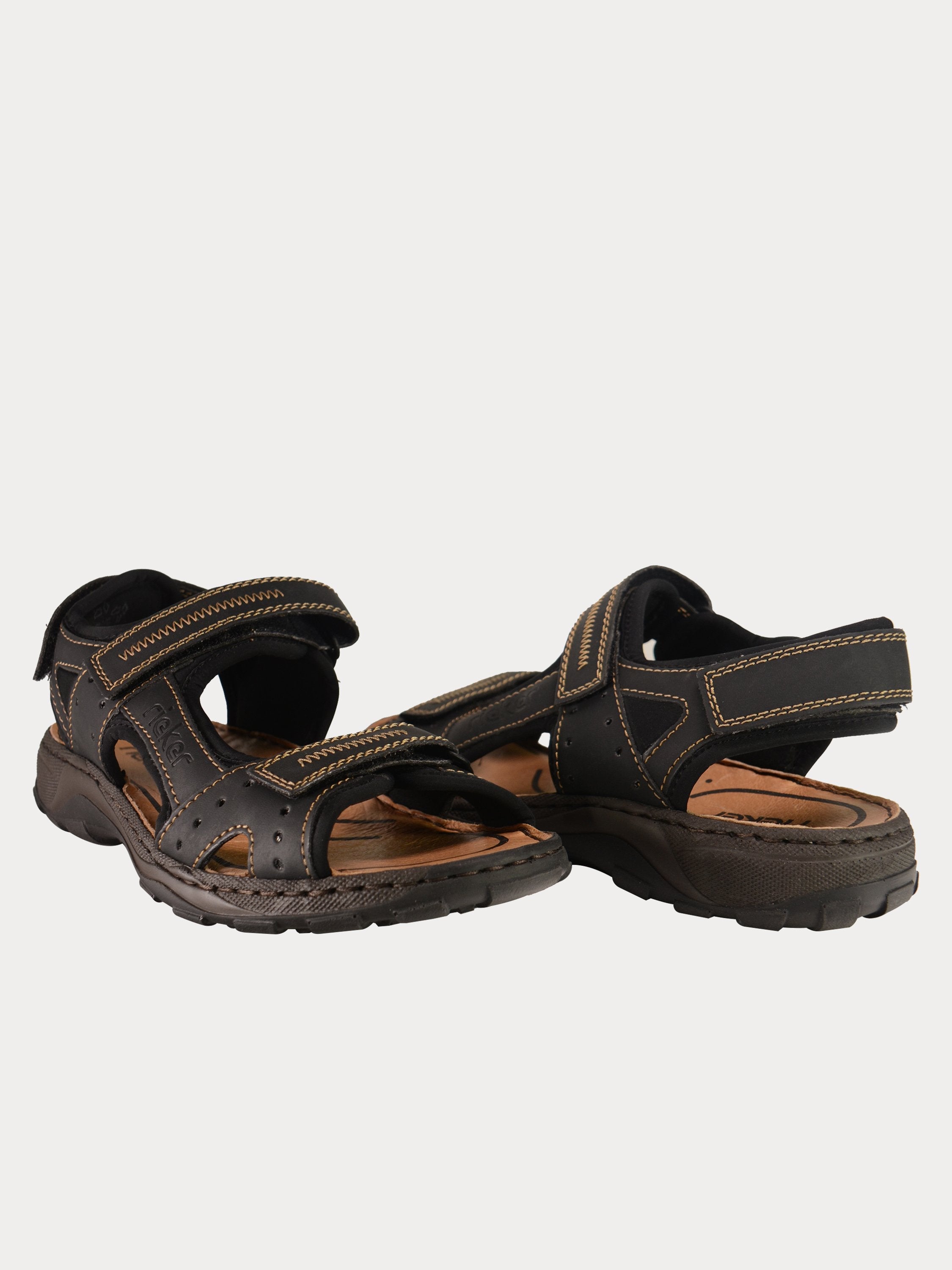 Rieker 26061 Men's Hook & Loop Outdoor Sandals #color_Black