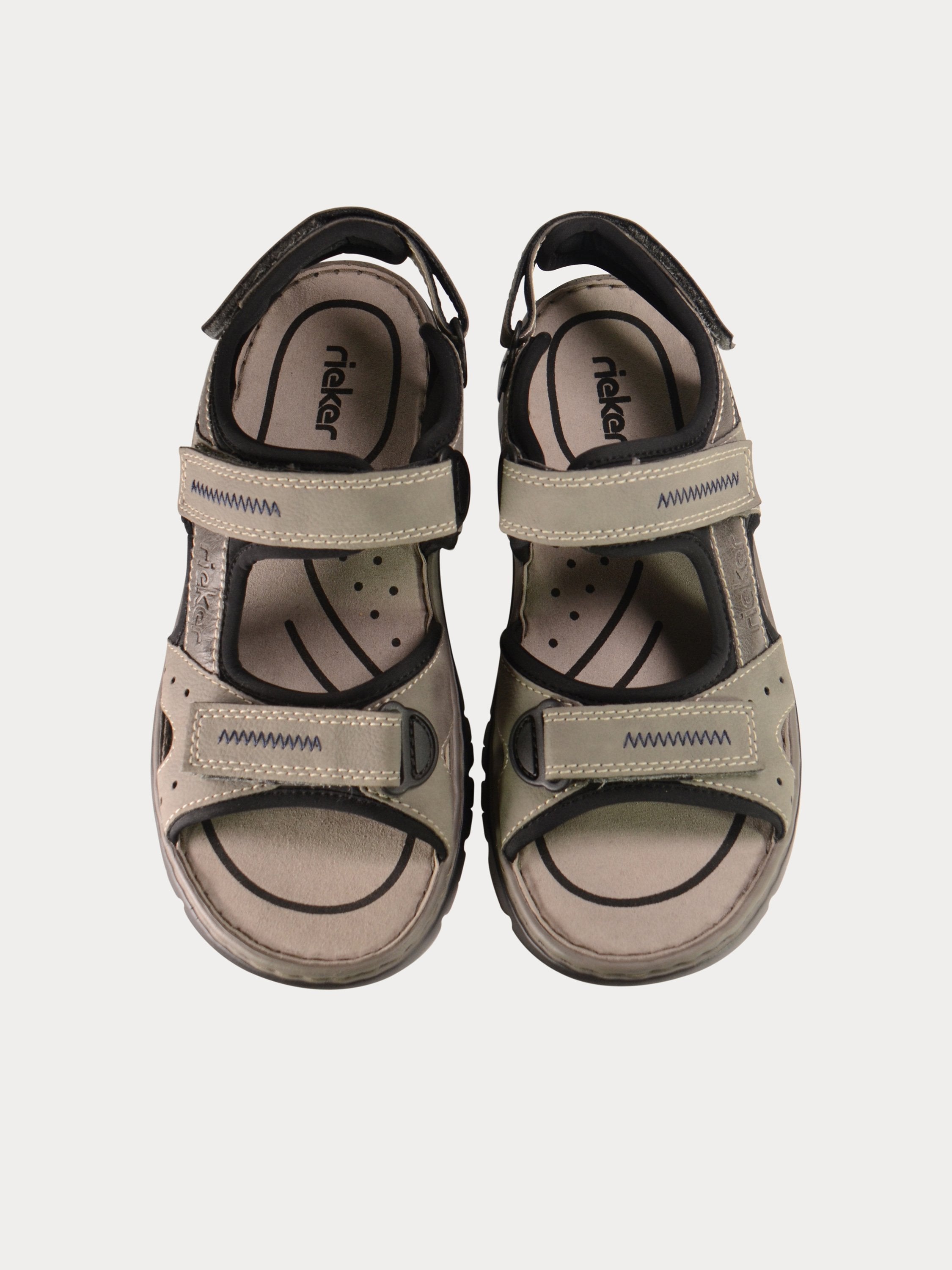 Rieker 26757 Men's Back Strap Hook Outdoor Leather Sandals #color_Grey