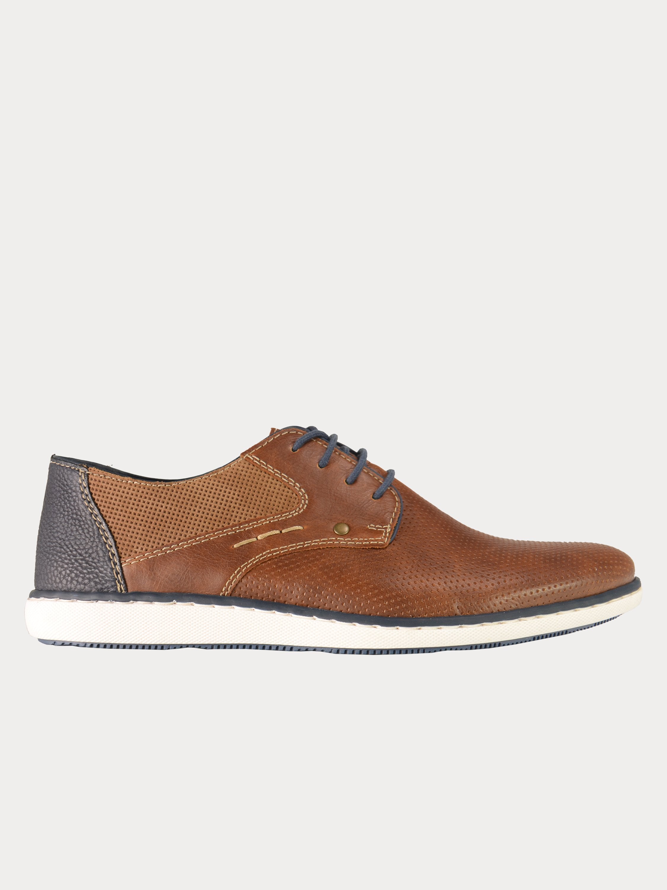 Rieker Men's Casual Lace Up Leather Shoes #color_Brown
