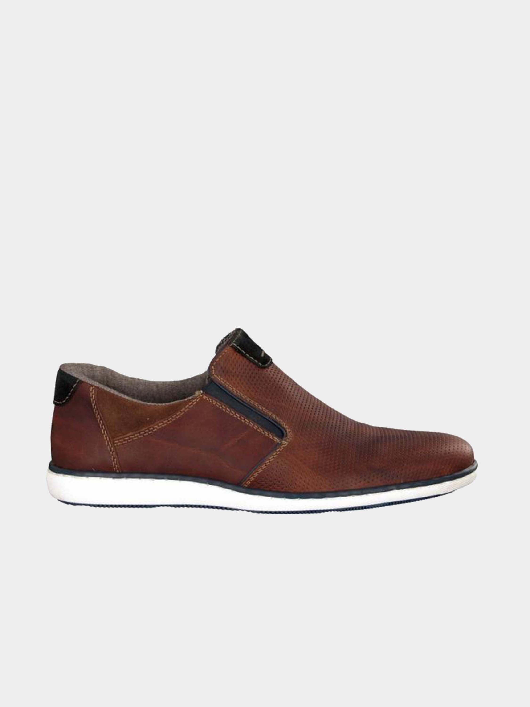 Rieker 17861 Men's Slip On Casual Leather Shoes #color_Brown