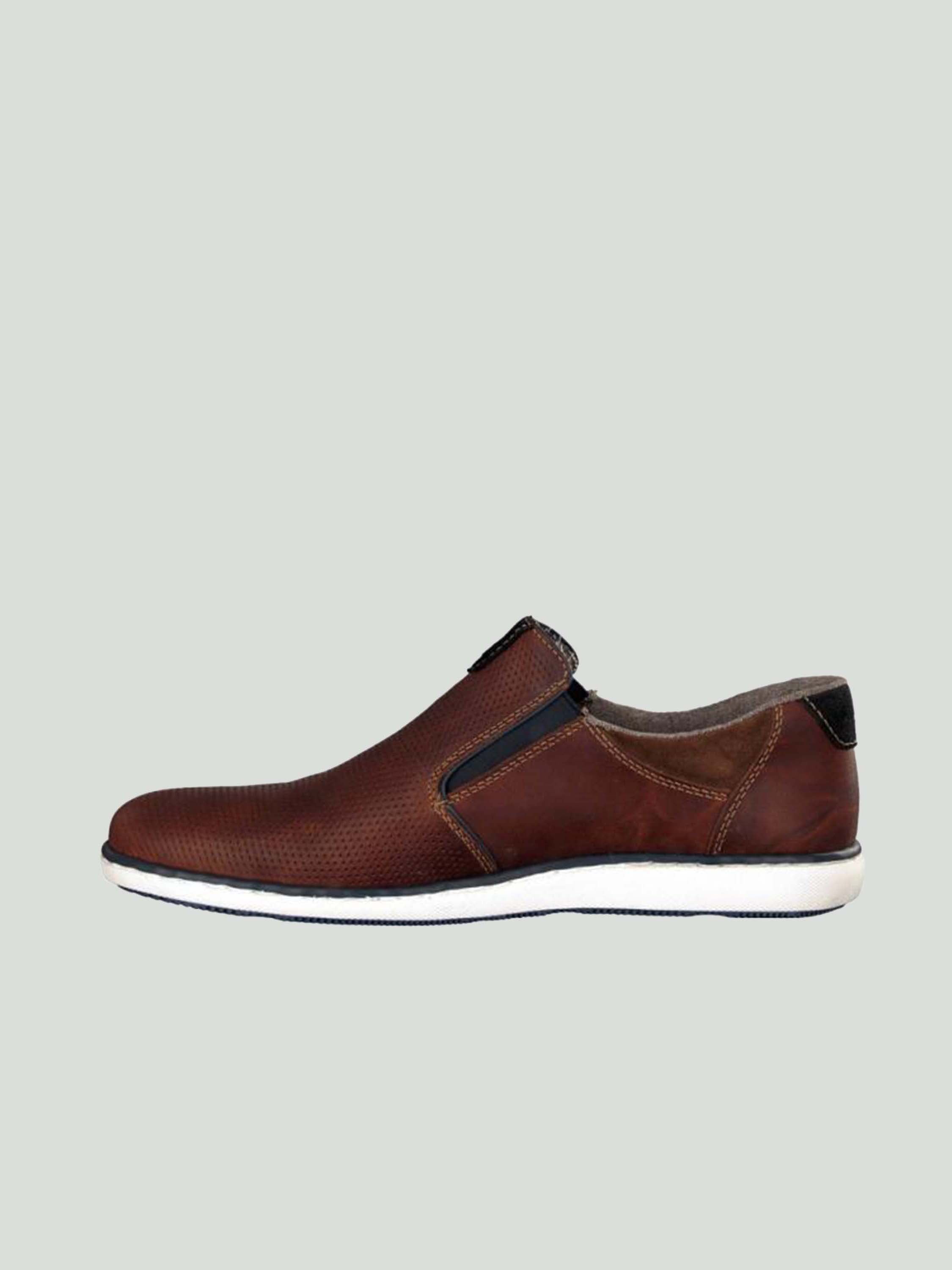 Rieker 17861 Men's Slip On Casual Leather Shoes #color_Brown