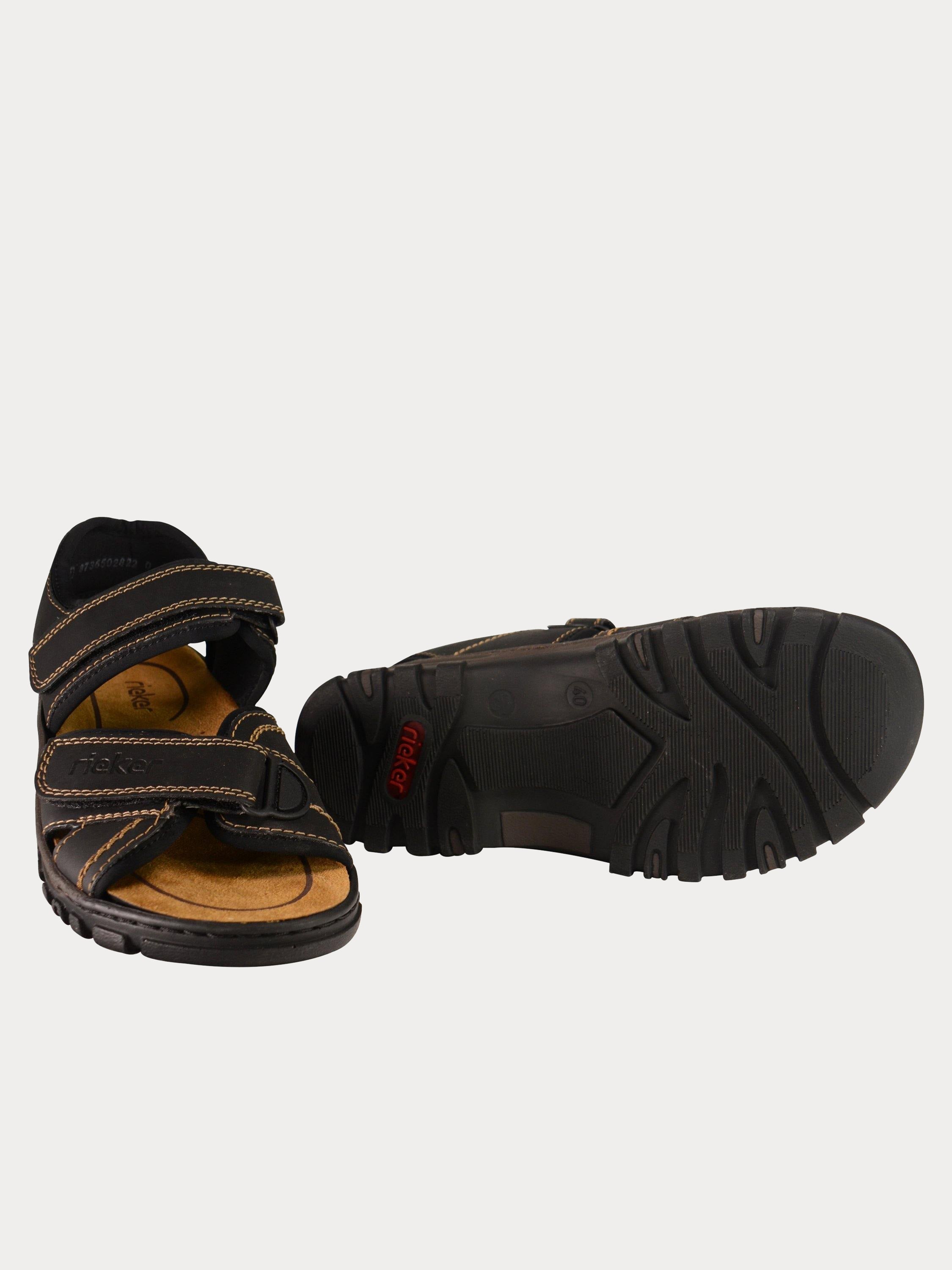 Rieker 25051 Men's Hook And Loop Sandals #color_Black