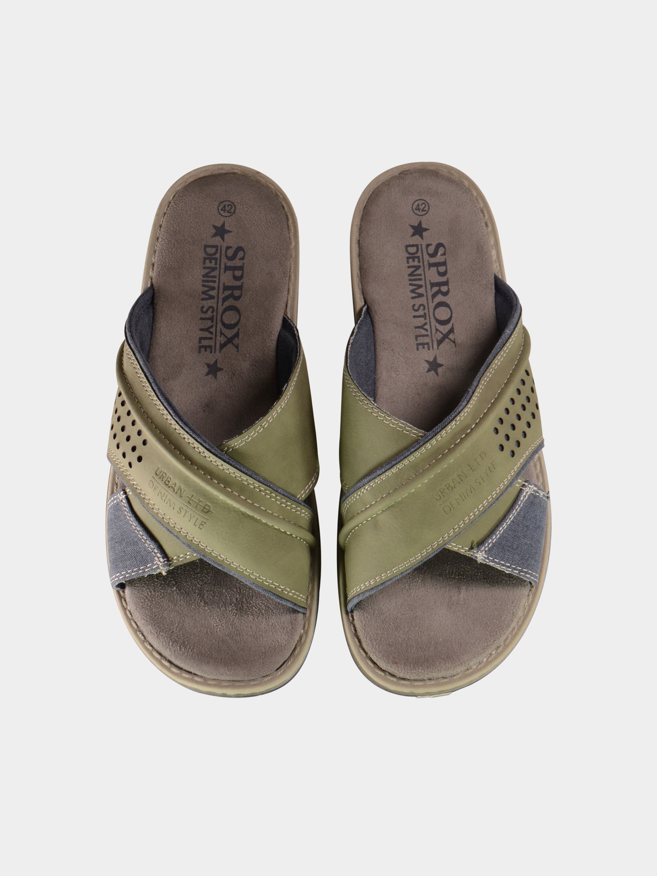 Sprox Men's Suede Slider Sandals #color_Green