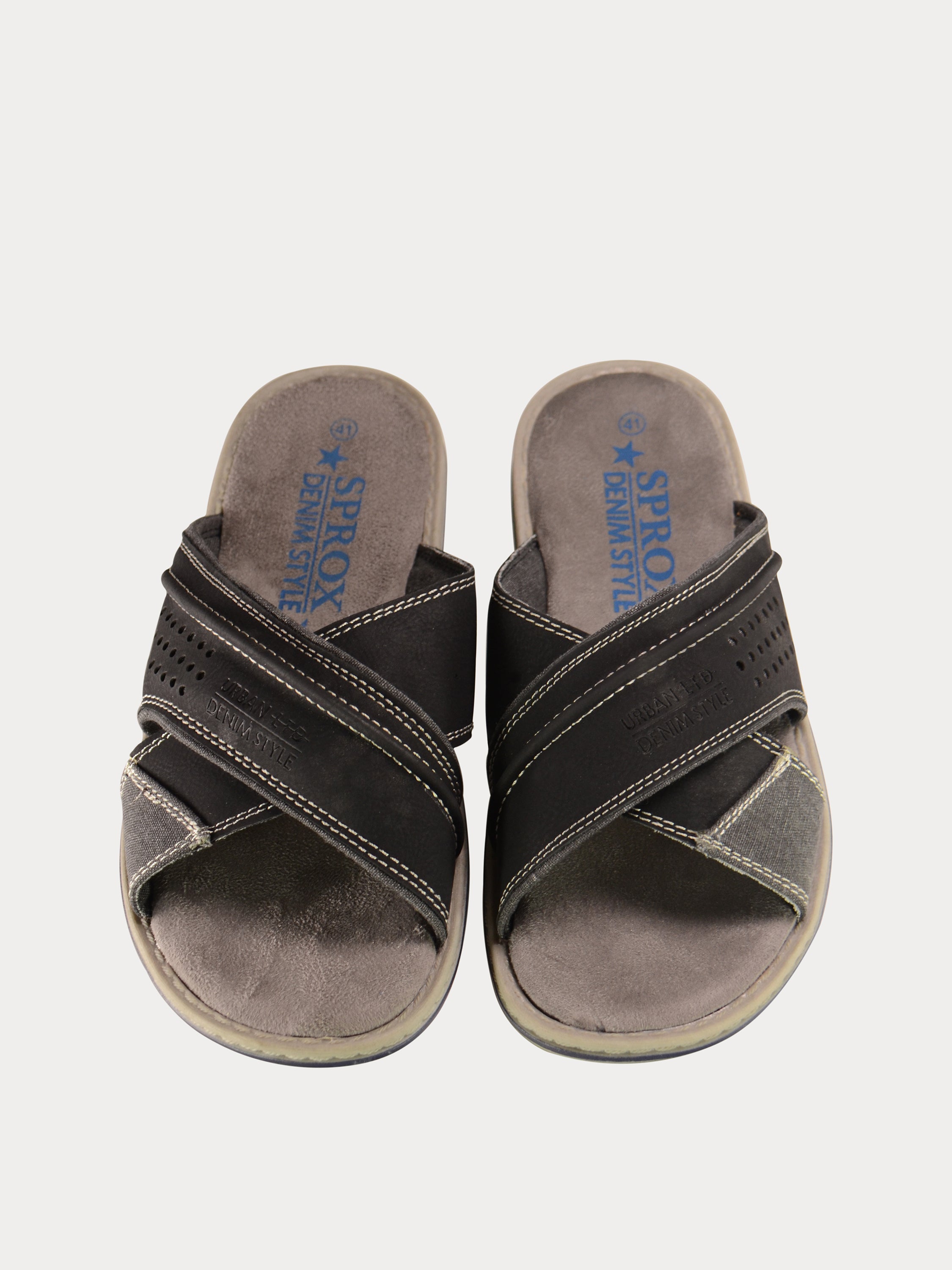 Sprox Men's Suede Slider Sandals #color_Black