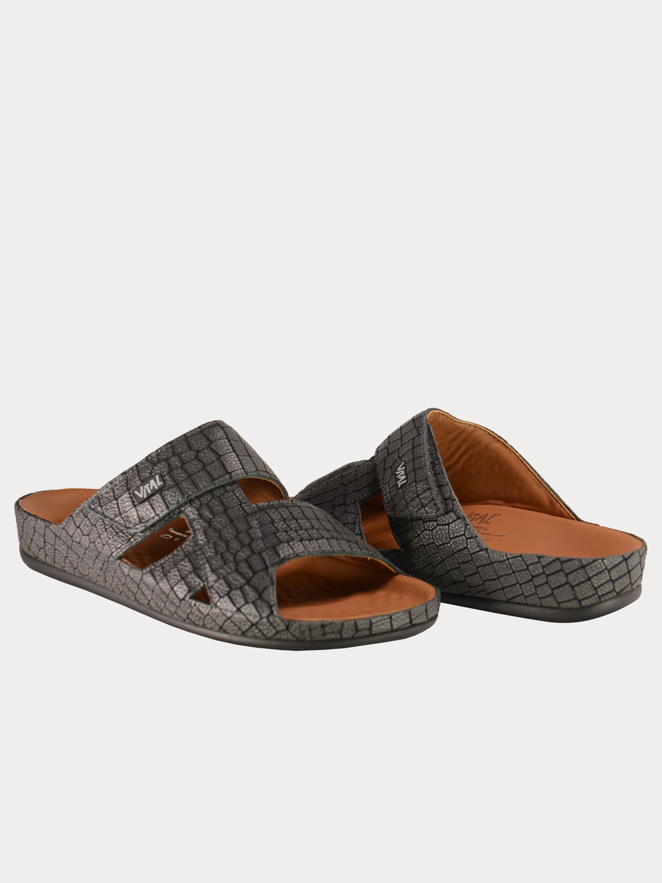 Vital Checked Pattern Sandals #color_Grey