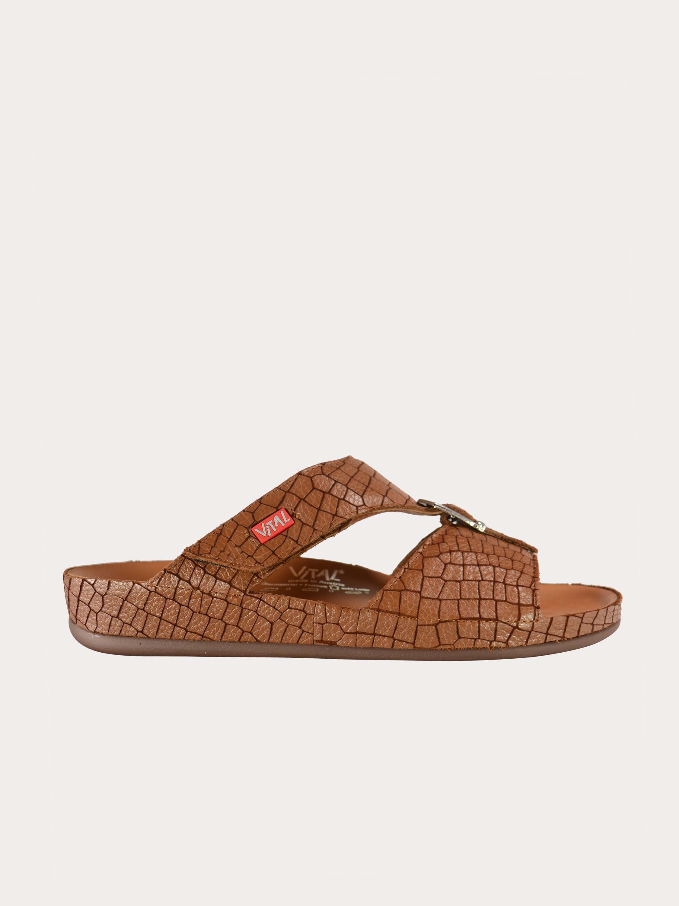 Vital Checked Detail Slider Sandals #color_Brown