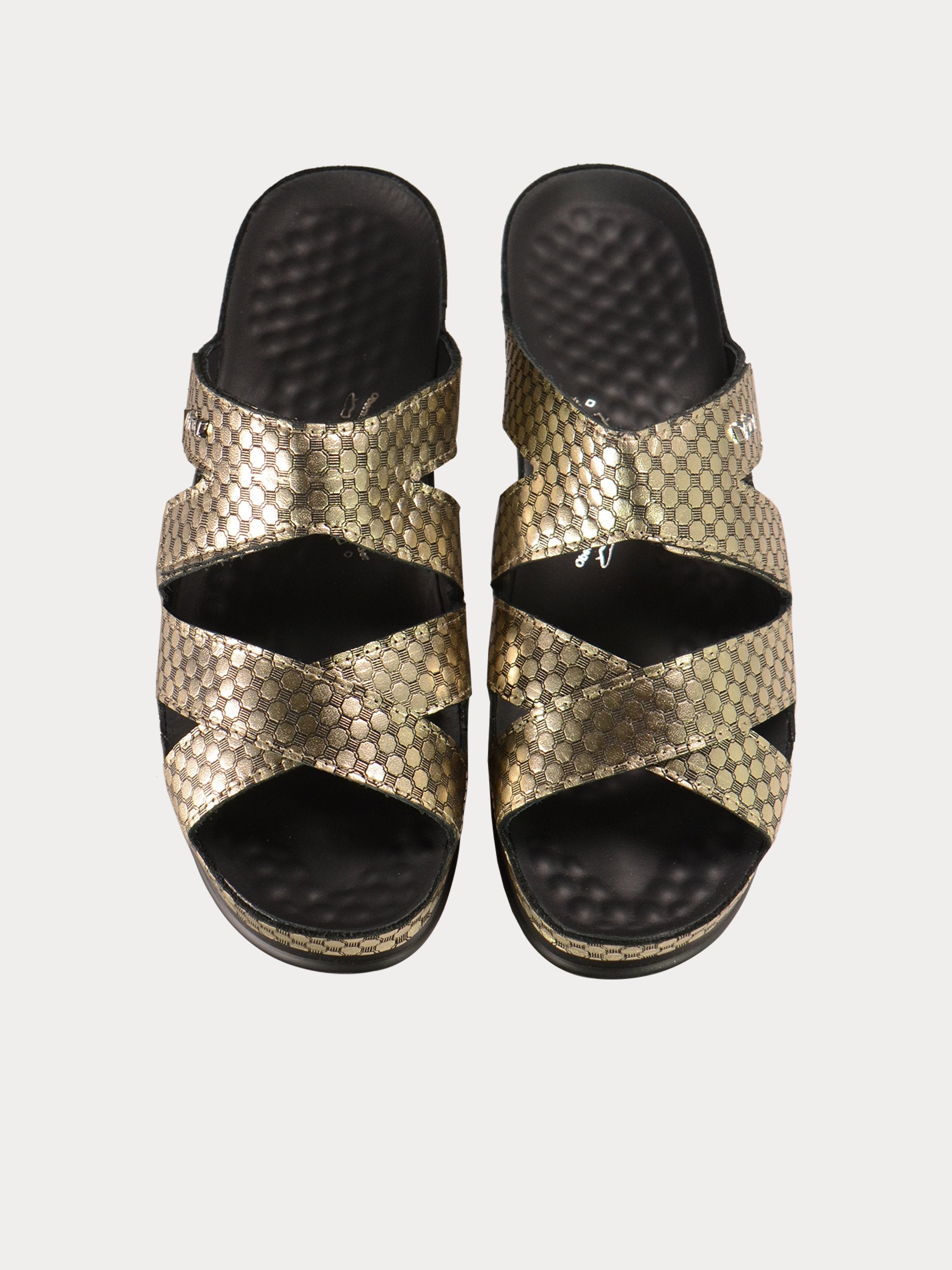 Vital Hexagon Platform Leather Sandals #color_Gold