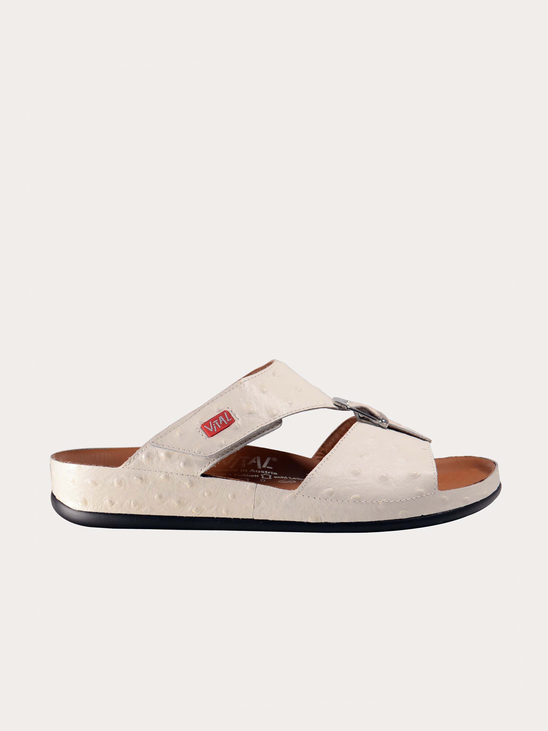 Vital 09058 Men's Buckle Slider Sandals #color_White