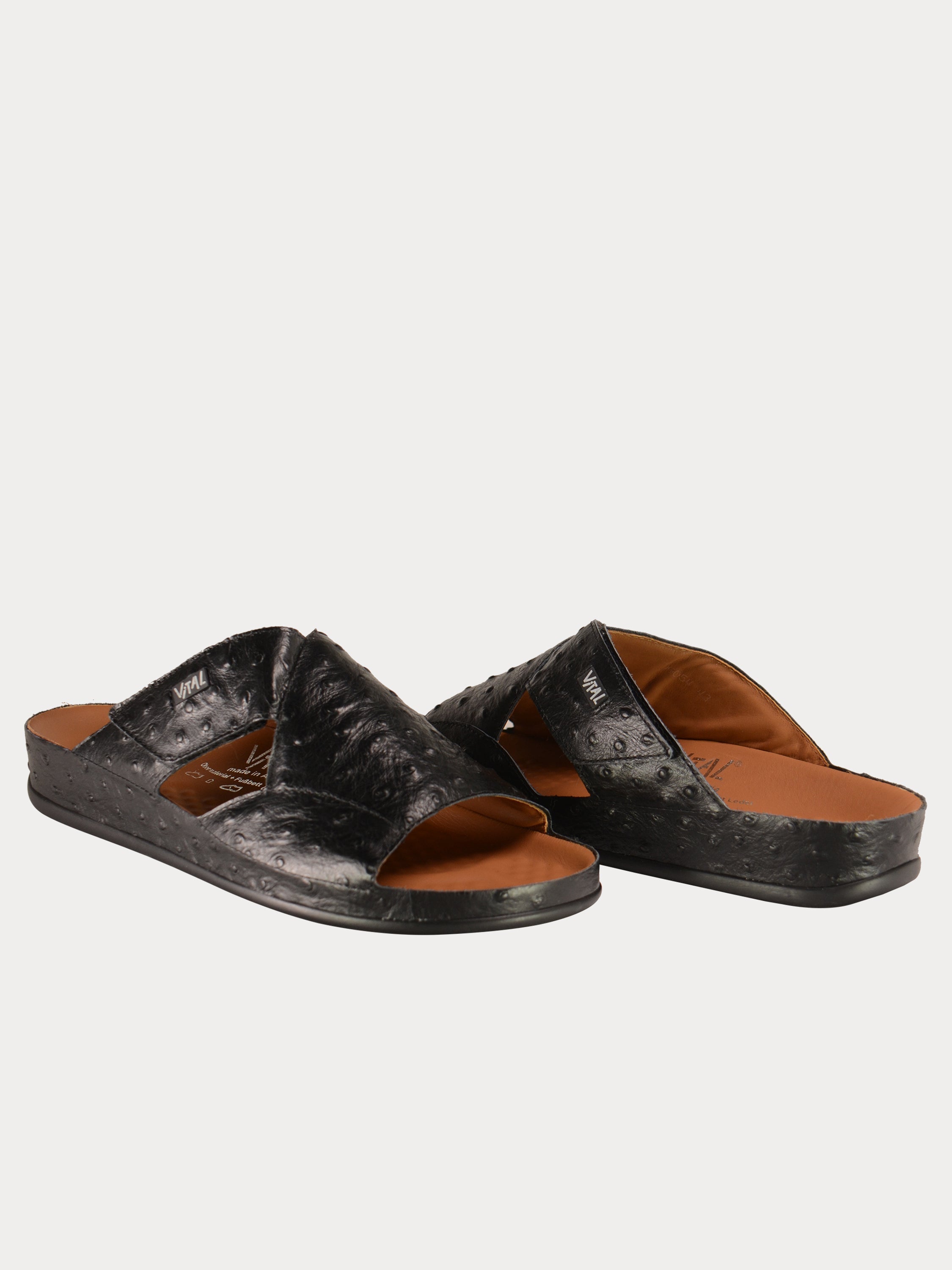 Vital Men's Pattern Leather Sandals #color_Black