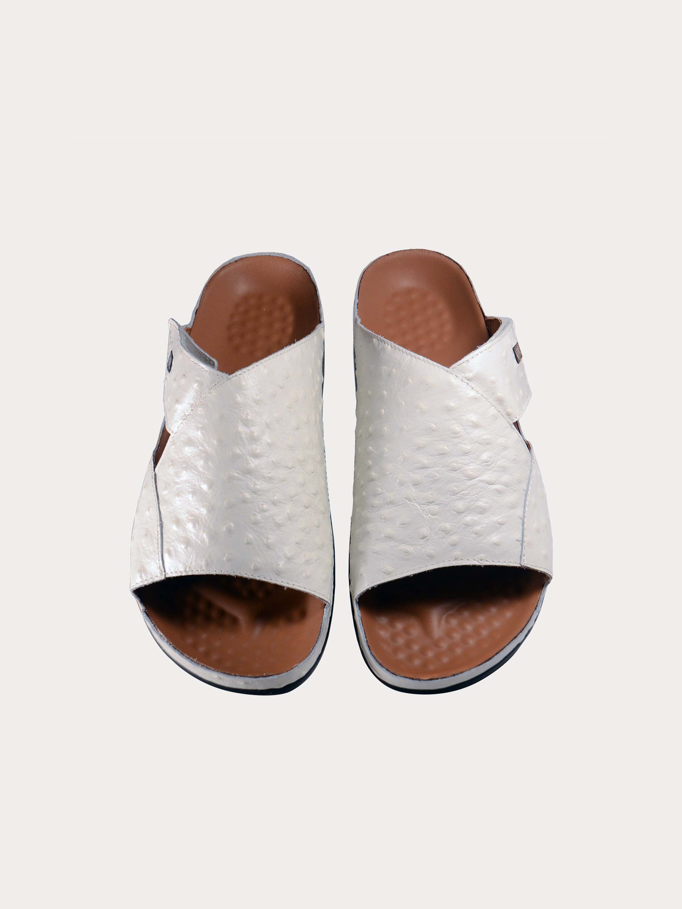 Vital Men's Pattern Leather Sandals #color_White