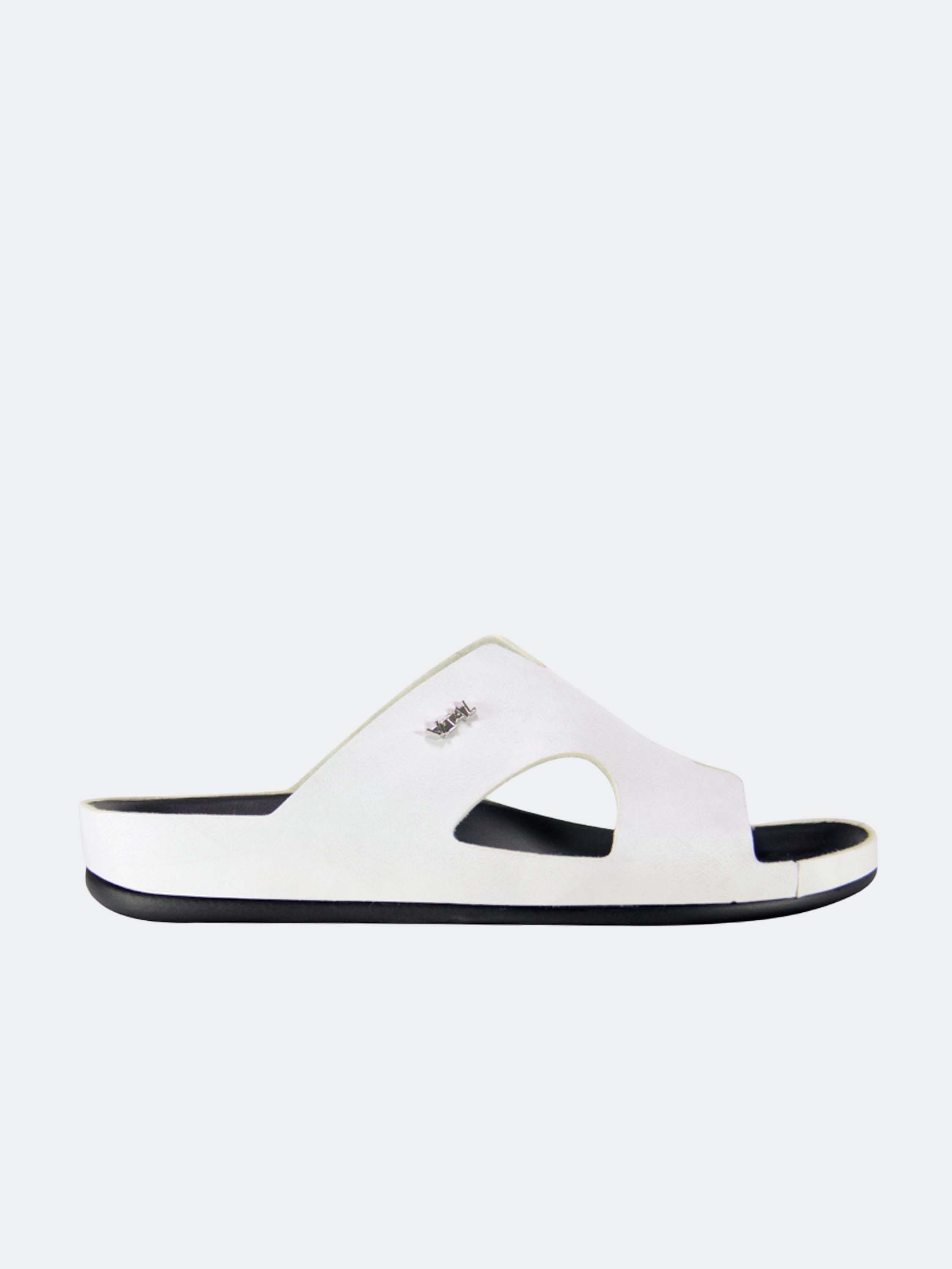 Vital Men's Slip On Leather Sandals #color_White